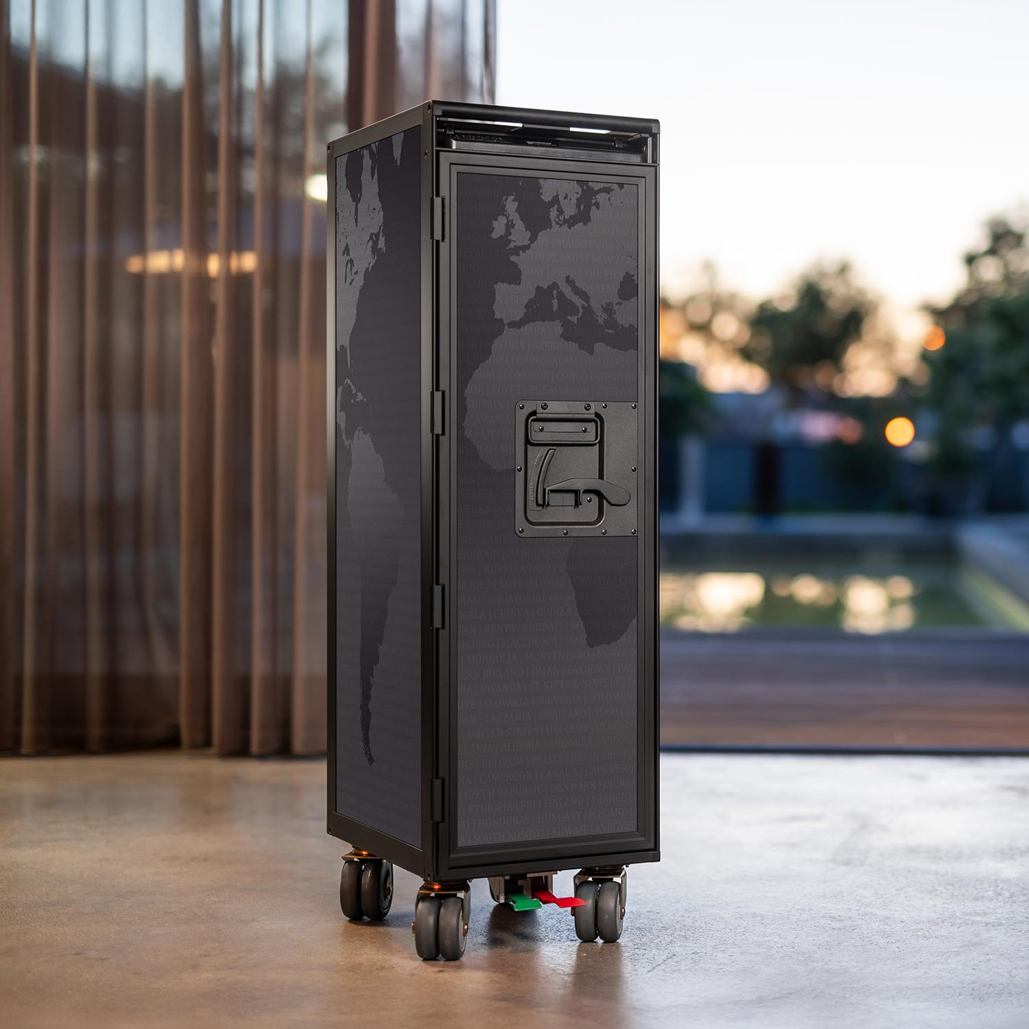 Airline Trolley Black Edition Weltkarte Neu Anthrazit