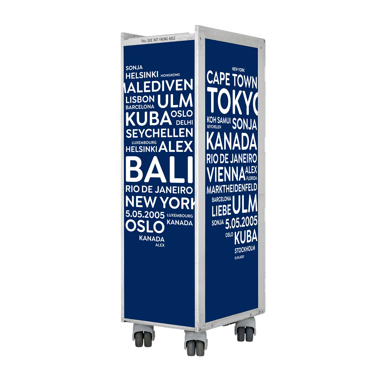 Bartrolley City mit Deinen Begriffen Blau inkl. LED-Leuchtfachboden, Barbrett & Fachboden aus Glas