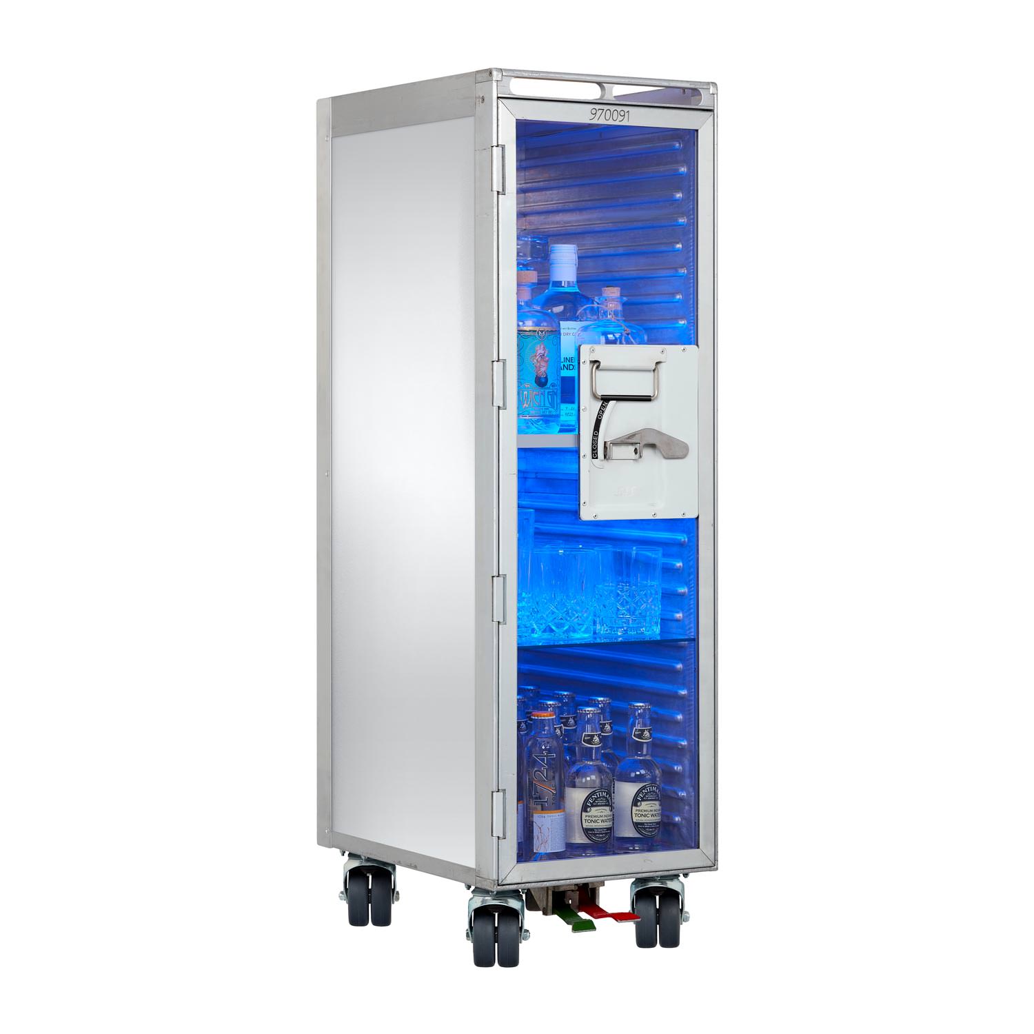Bartrolley Vintage Edition mit neuen Rollen inkl. LED-Leuchtfachboden, Barbrett & Fachboden aus Glas