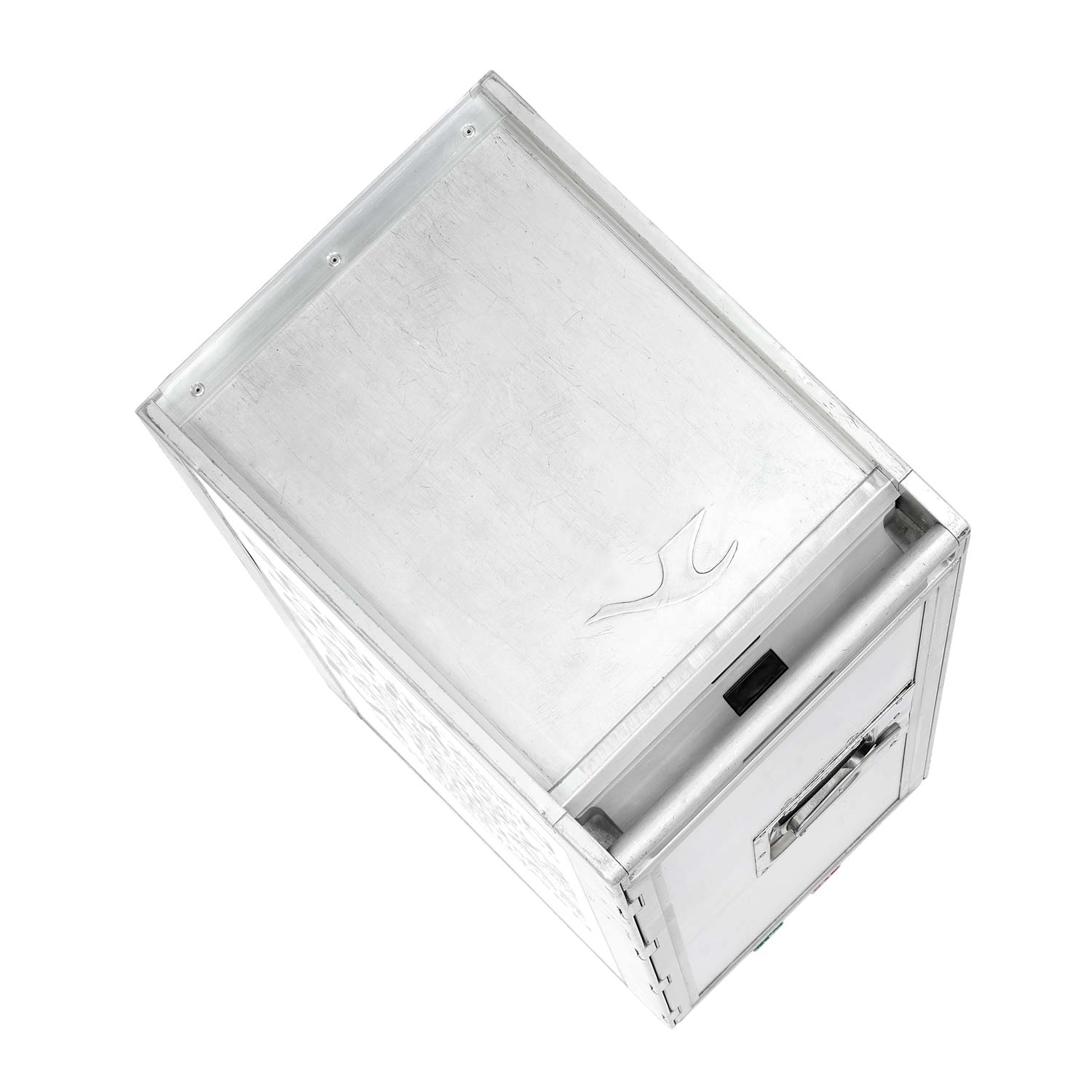 Bartrolley City mit Deinen Begriffen Weiss-Airlinegrau inkl. LED-Leuchtfachboden, Barbrett & Fachboden aus Glas