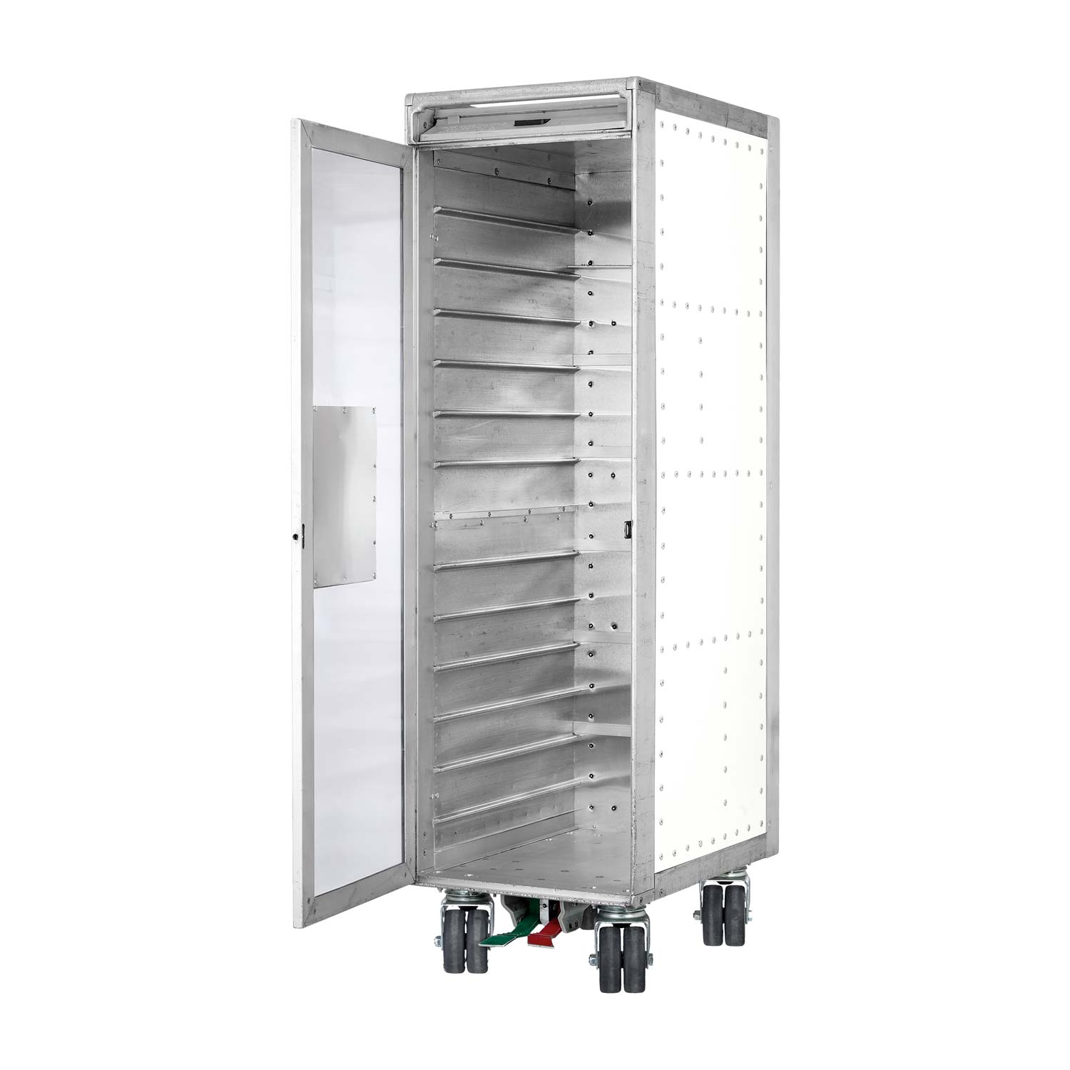Flugzeugtrolley Bravo Navigator Weiss mit Glastür und neuen Rollen