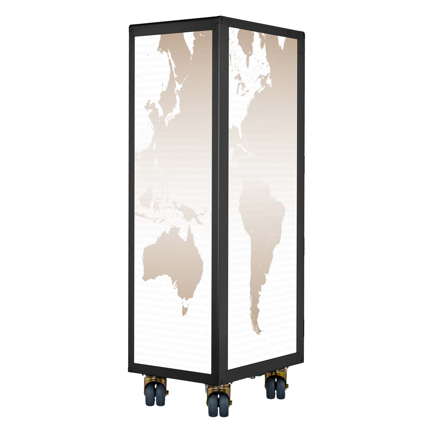 Airline Trolley Black Edition Weltkarte Neu Mokka-Weiss