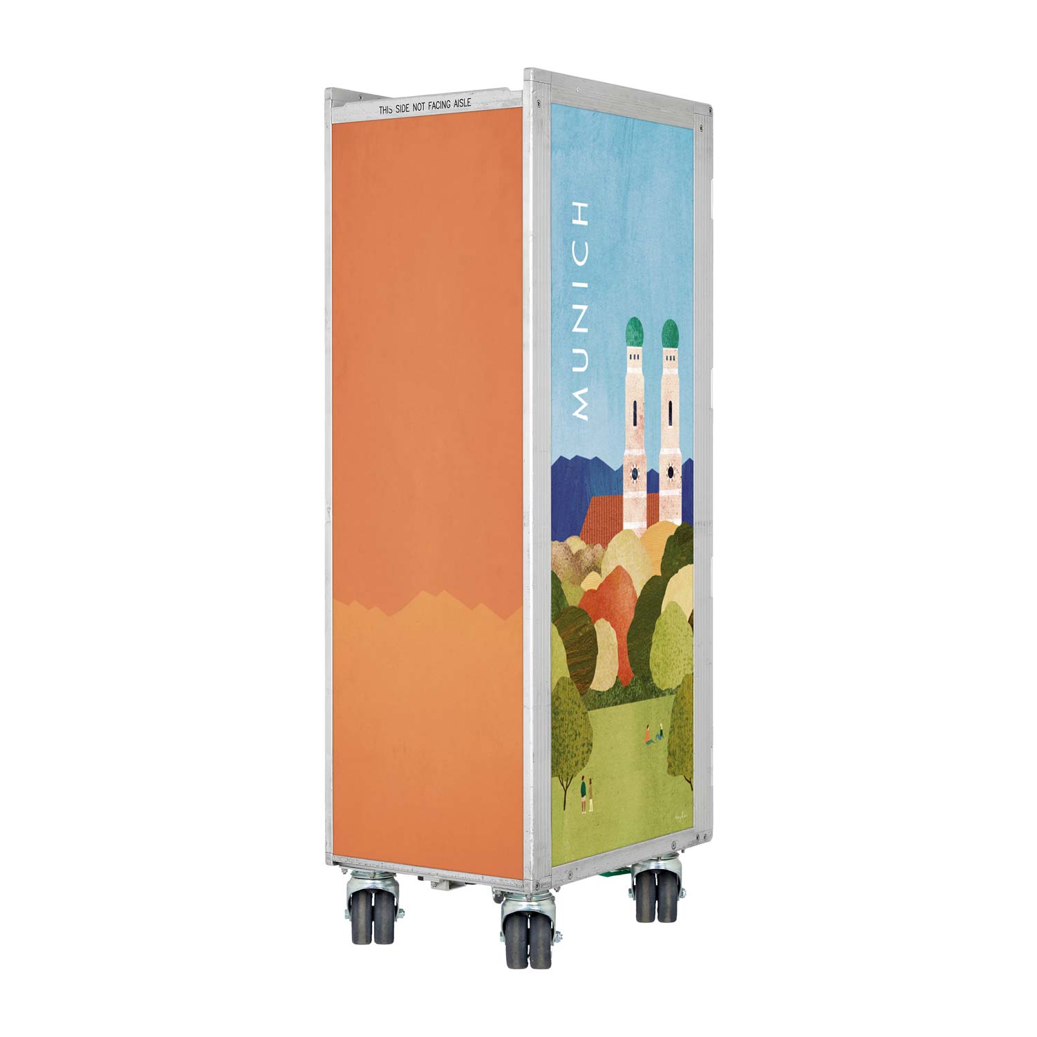 Bartrolley Henry Rivers Edition Visit Munich mit neuen Rollen inkl. LED-Leuchtfachboden, Barbrett & Fachboden aus Glas