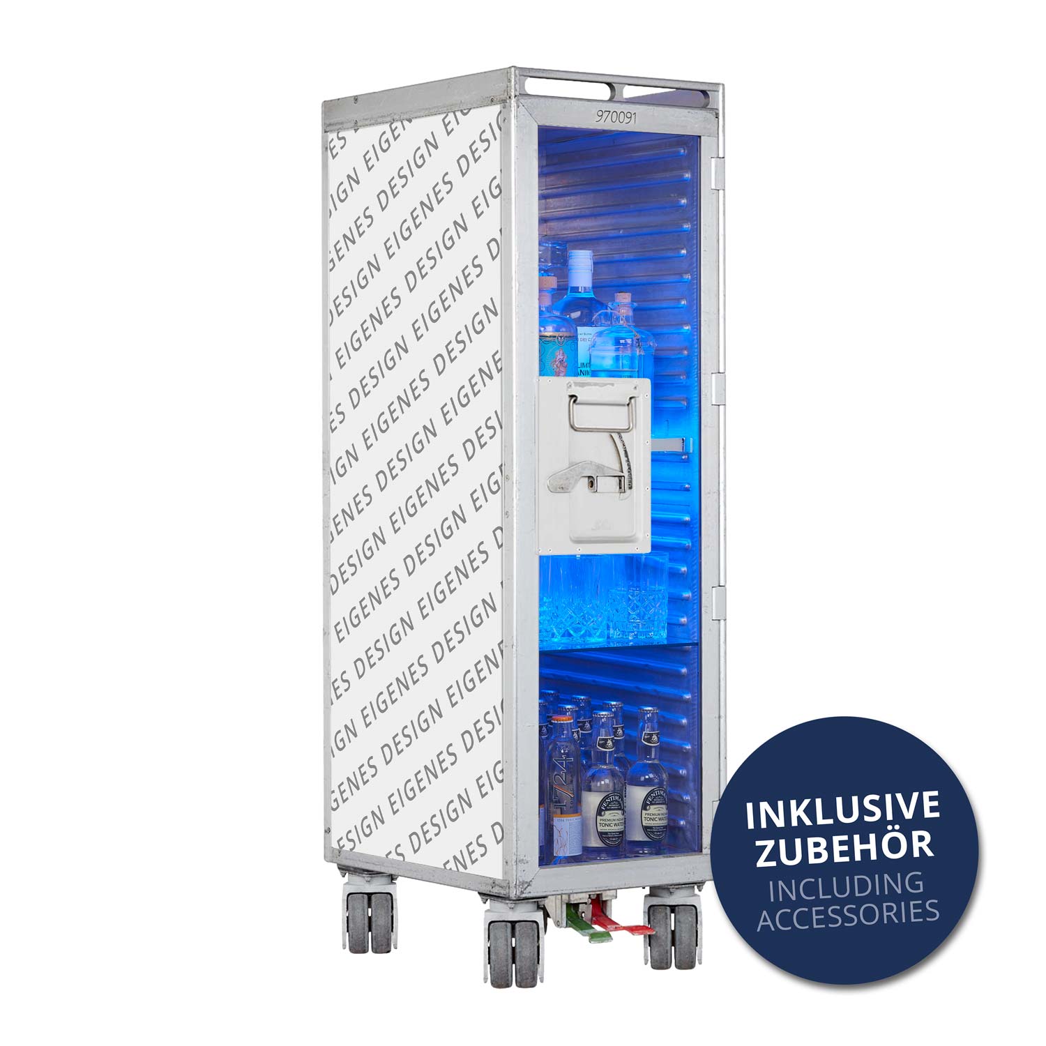 Bartrolley Eigenes Design inkl. LED-Leuchtfachboden, Barbrett & Fachboden aus Glas