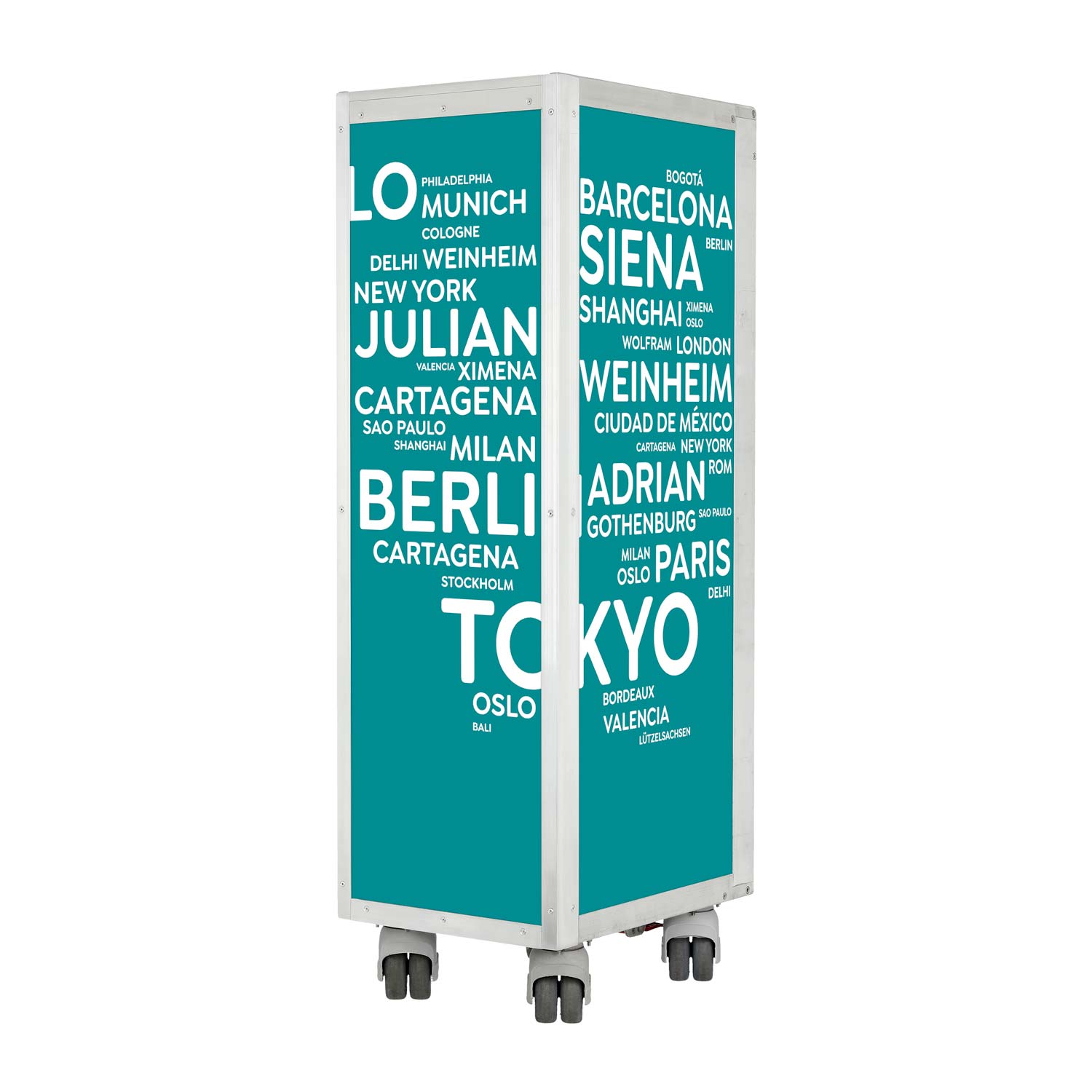 Flugzeugtrolley City mit Deinen Begriffen Türkis