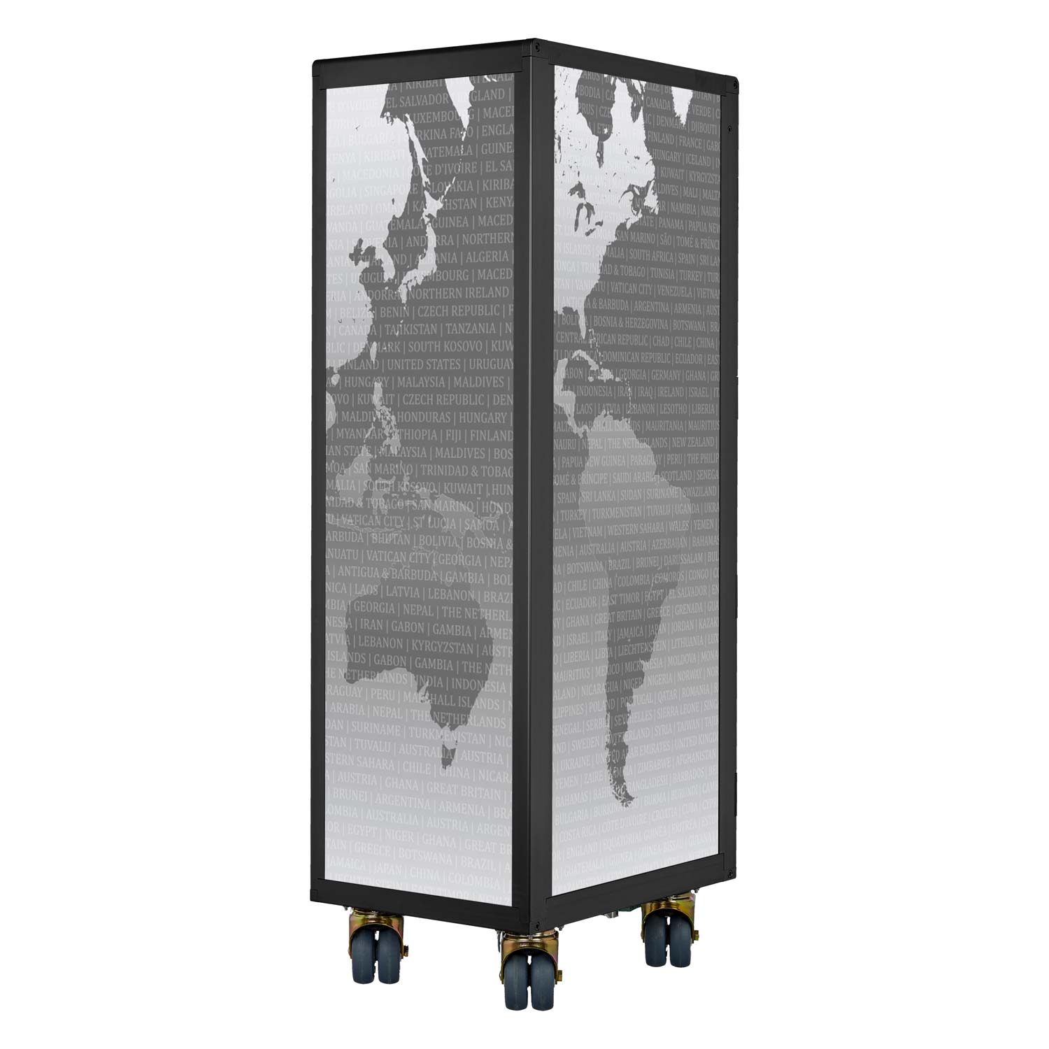 Airline Trolley Black Edition Weltkarte Neu Grau