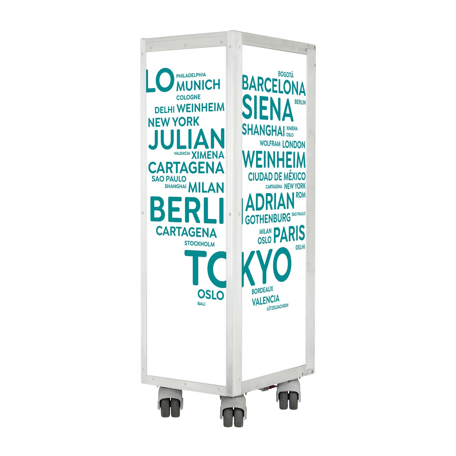 Flugzeugtrolley City mit Deinen Begriffen Weiss-Türkis