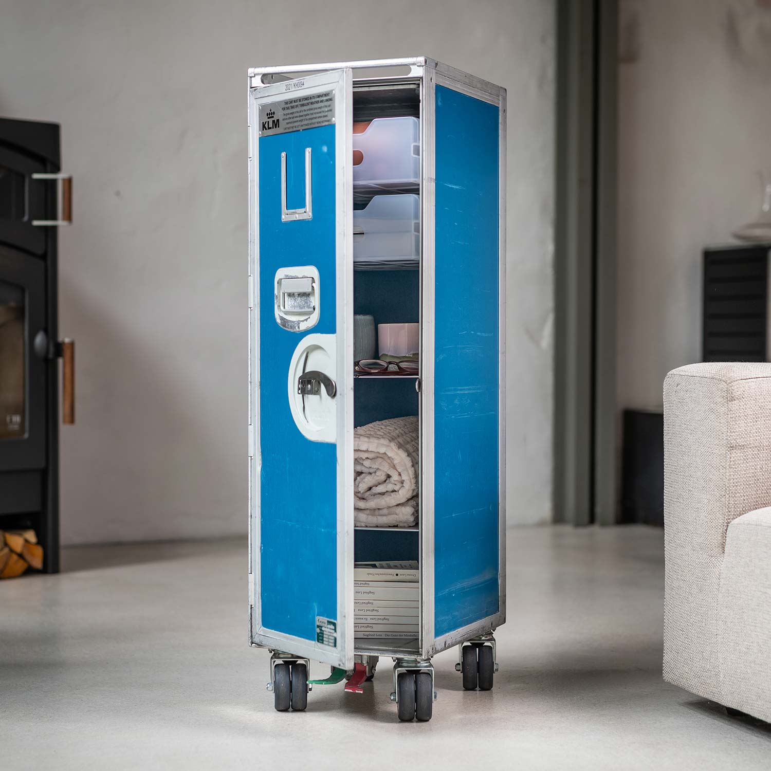 Original KLM Flugzeugtrolley, gebraucht, gereinigt & geprüft, inkl. Ausstattungspaket Basic