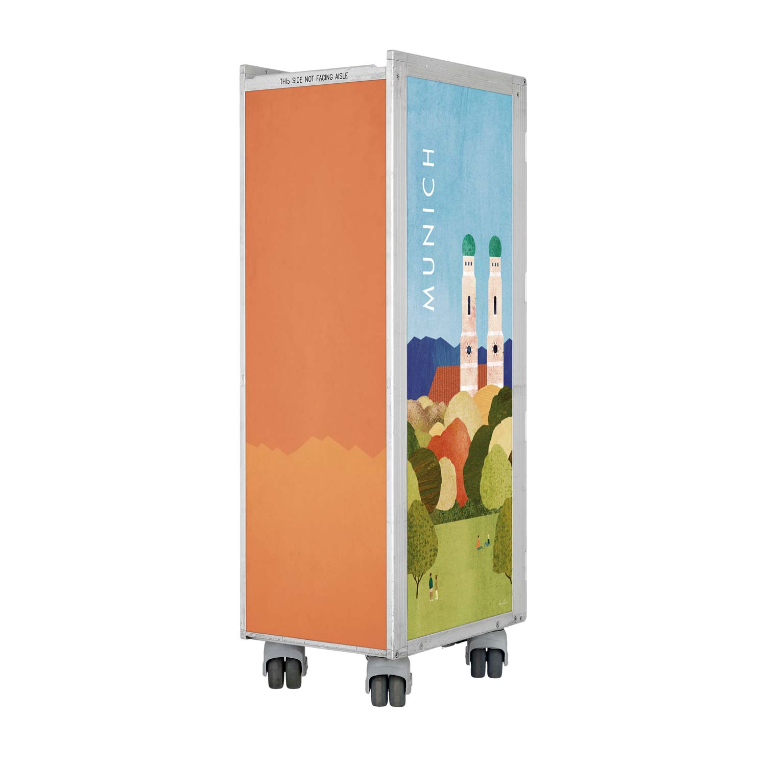Airline Cart Bar Henry Rivers Edition Visit Munich incl. LED Shelf, small Cutting Board & Glass Shelf