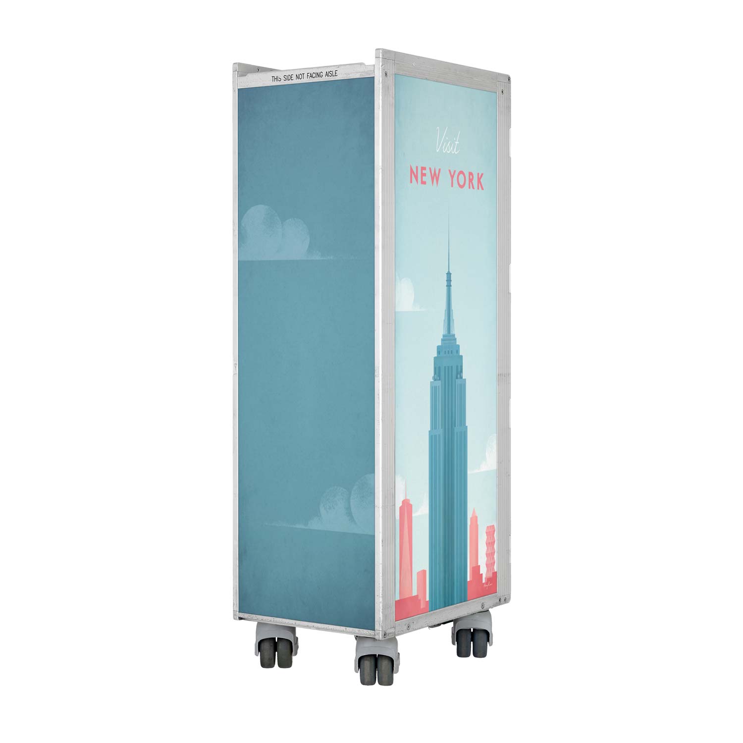 Airline Cart Bar Henry Rivers Edition Visit New York incl. LED Shelf, small Cutting Board & Glass Shelf