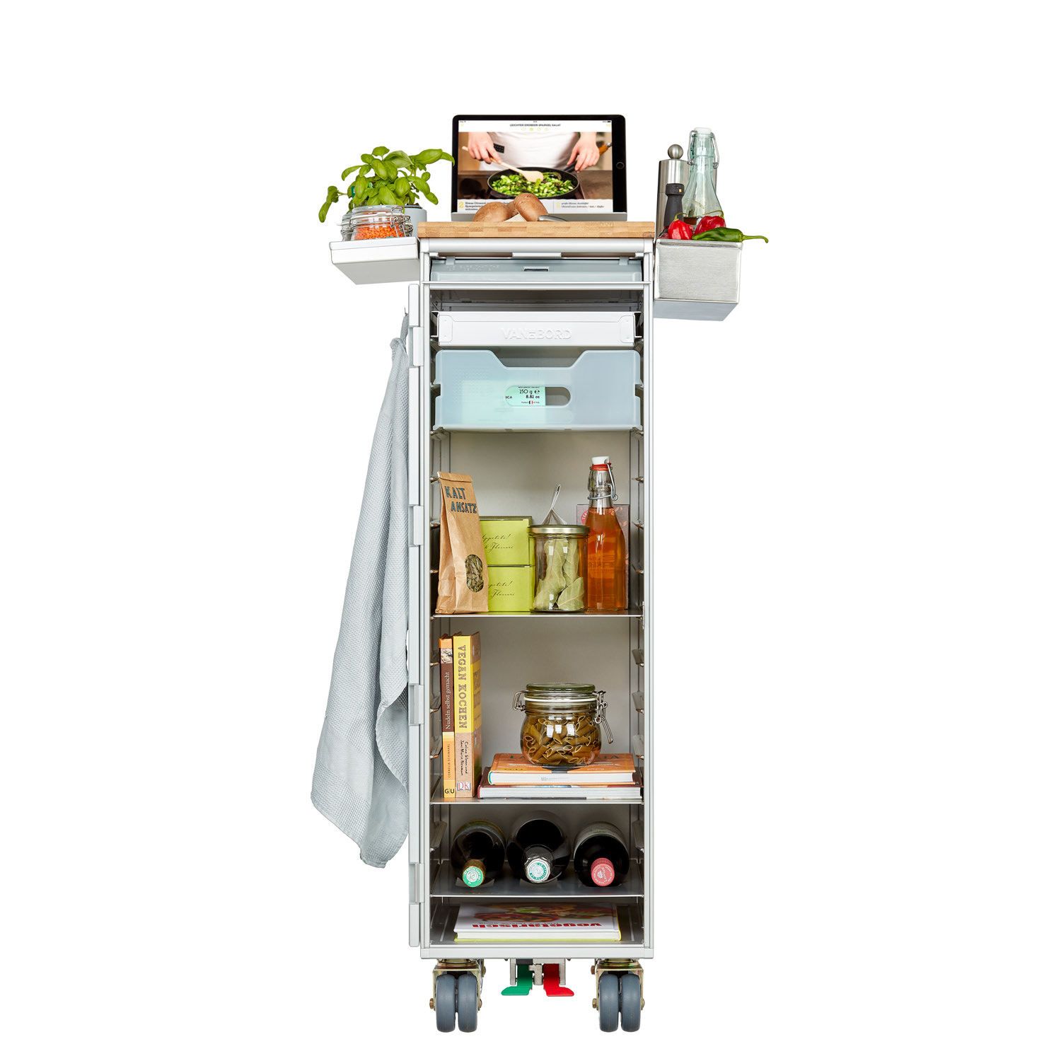 Kitchen & BBQ Accessory Set for Airline Trolleys Plastic ATLAS incl. Sideboxes & Tablet Stand