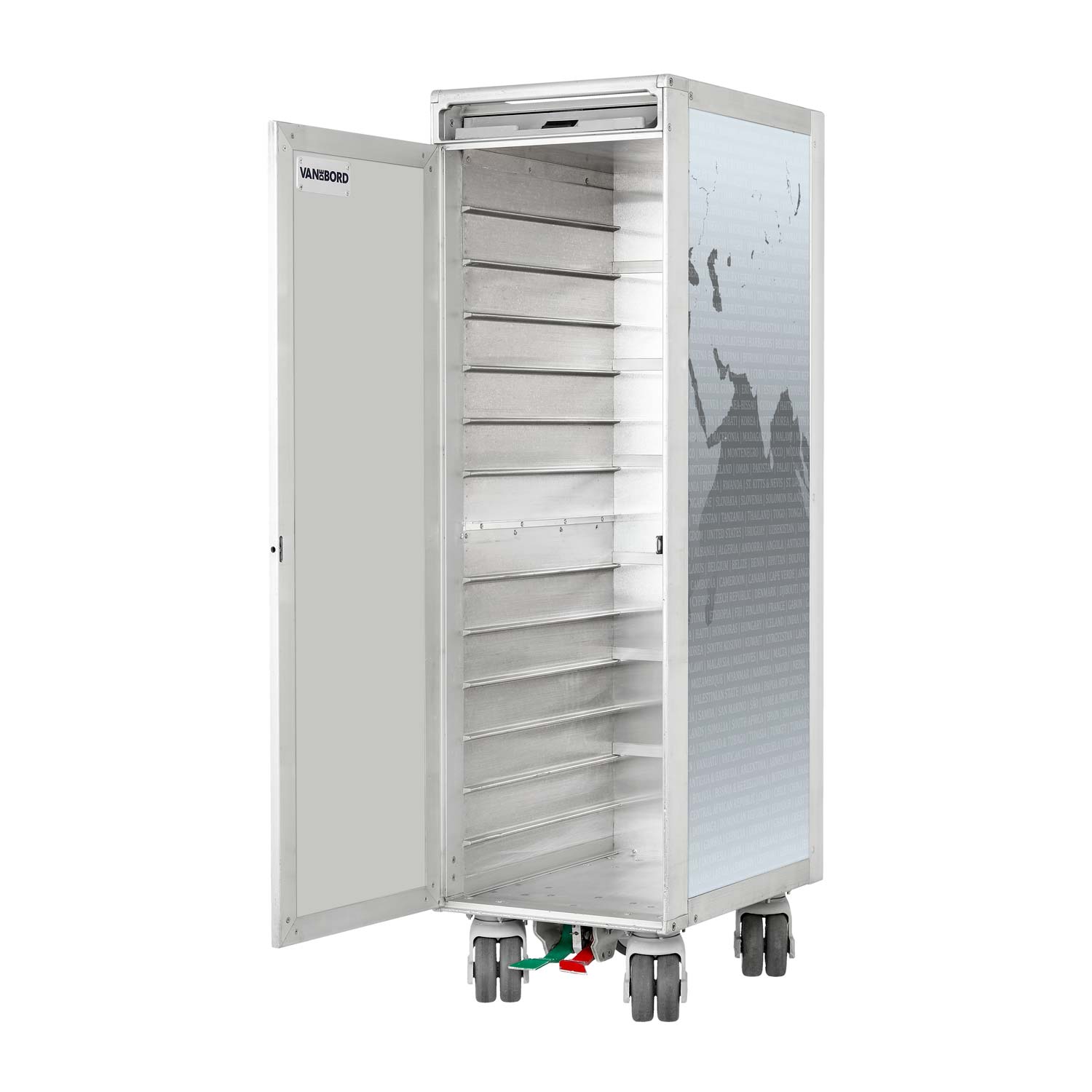 Flugzeugtrolley Weltkarte Grau