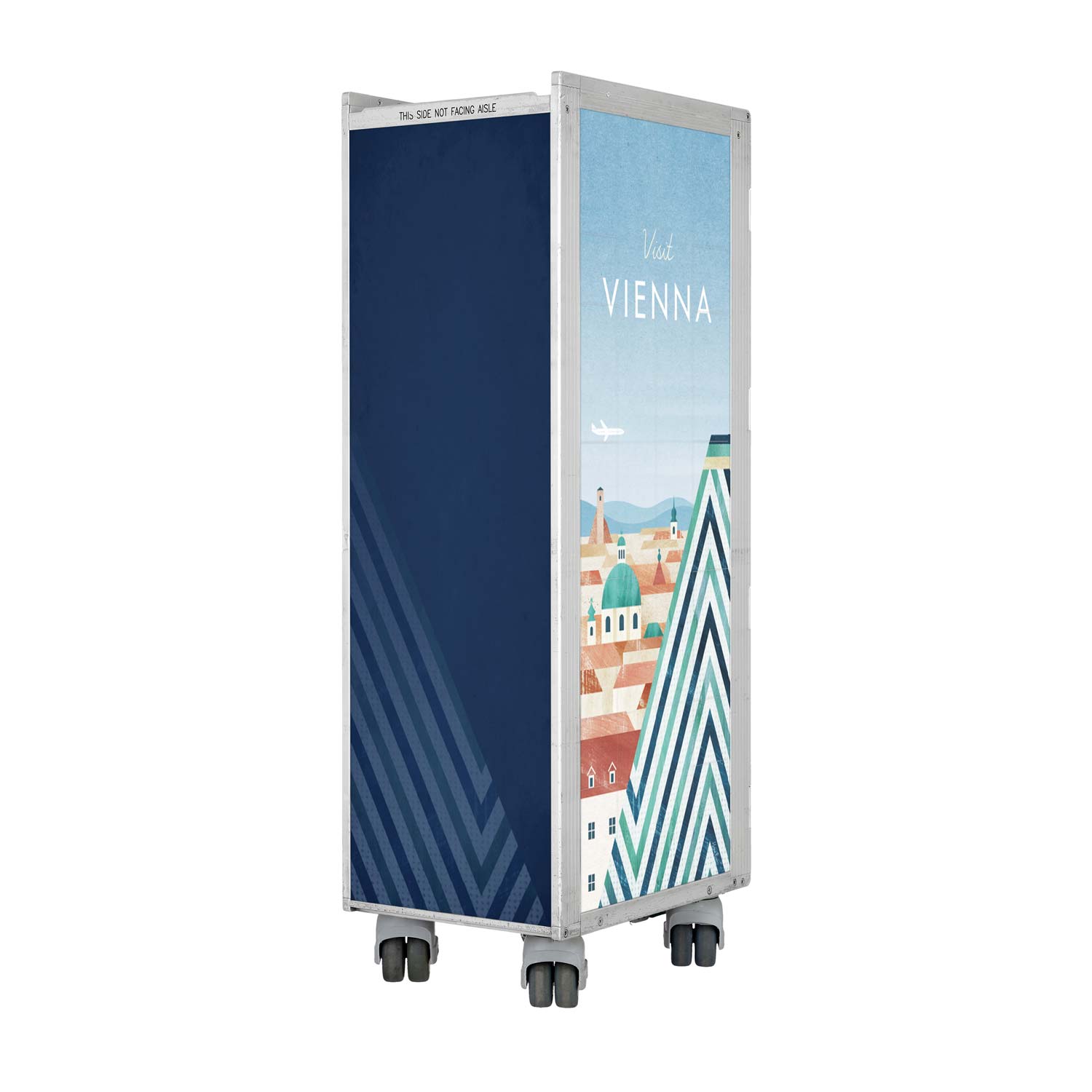 Airline Cart Bar Henry Rivers Edition Visit Vienna incl. LED Shelf, small Cutting Board & Glass Shelf