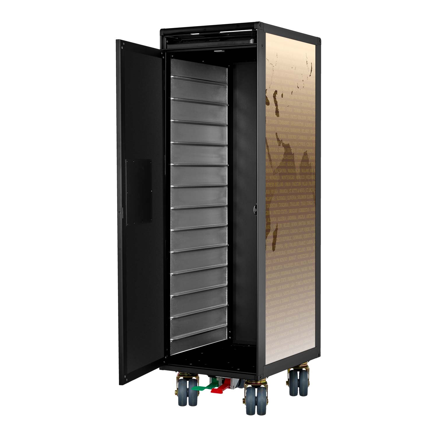 Airline Trolley Black Edition Weltkarte Neu Mokka