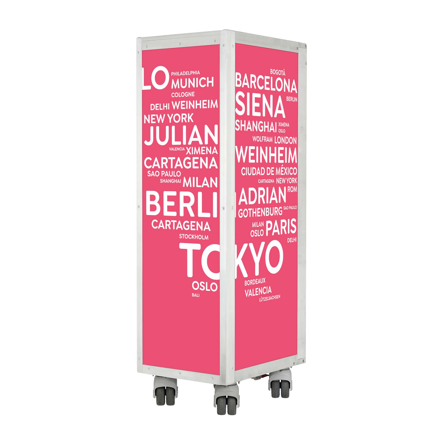 Flugzeugtrolley City mit Deinen Begriffen Pink