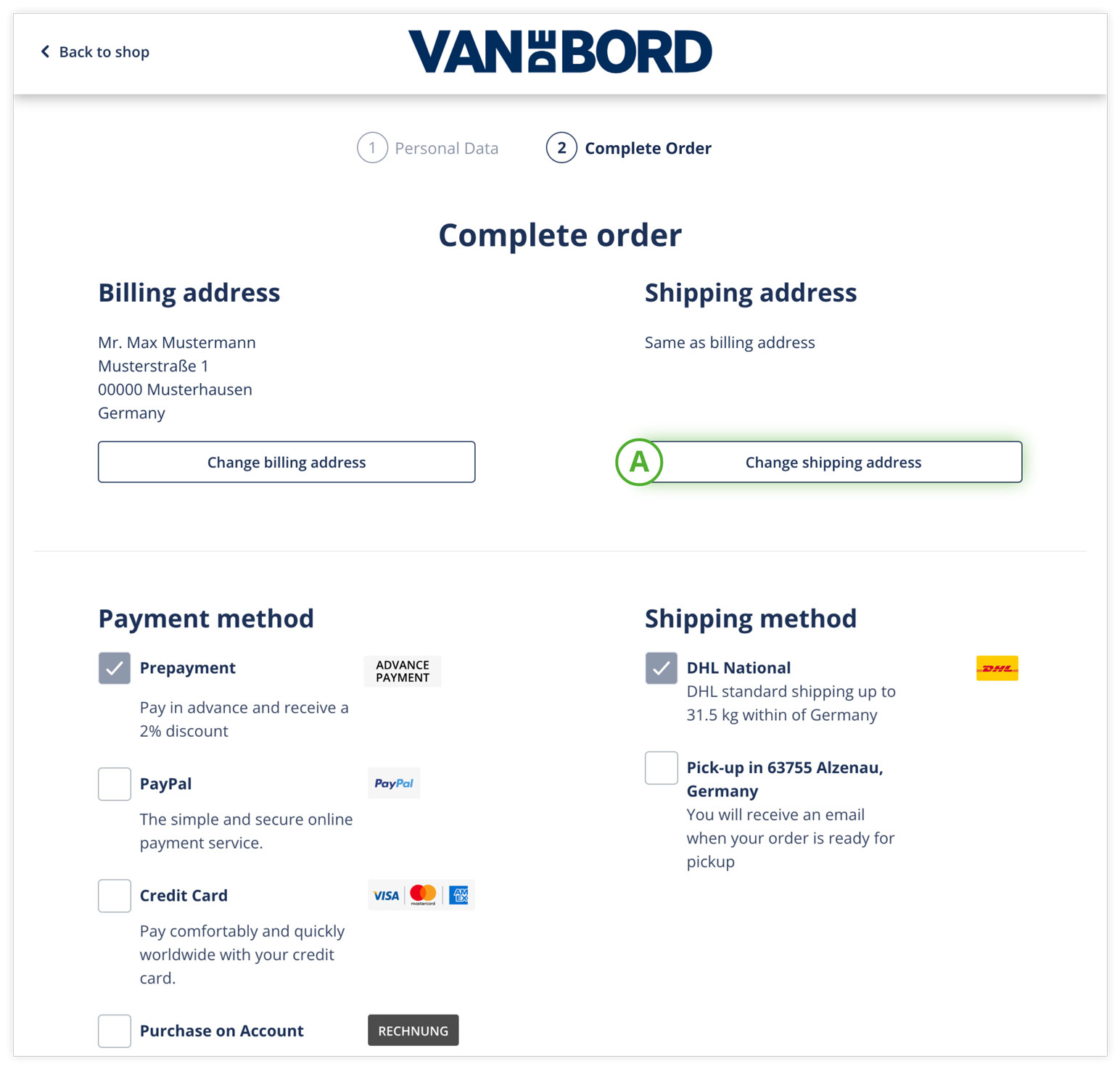 Change shipping address