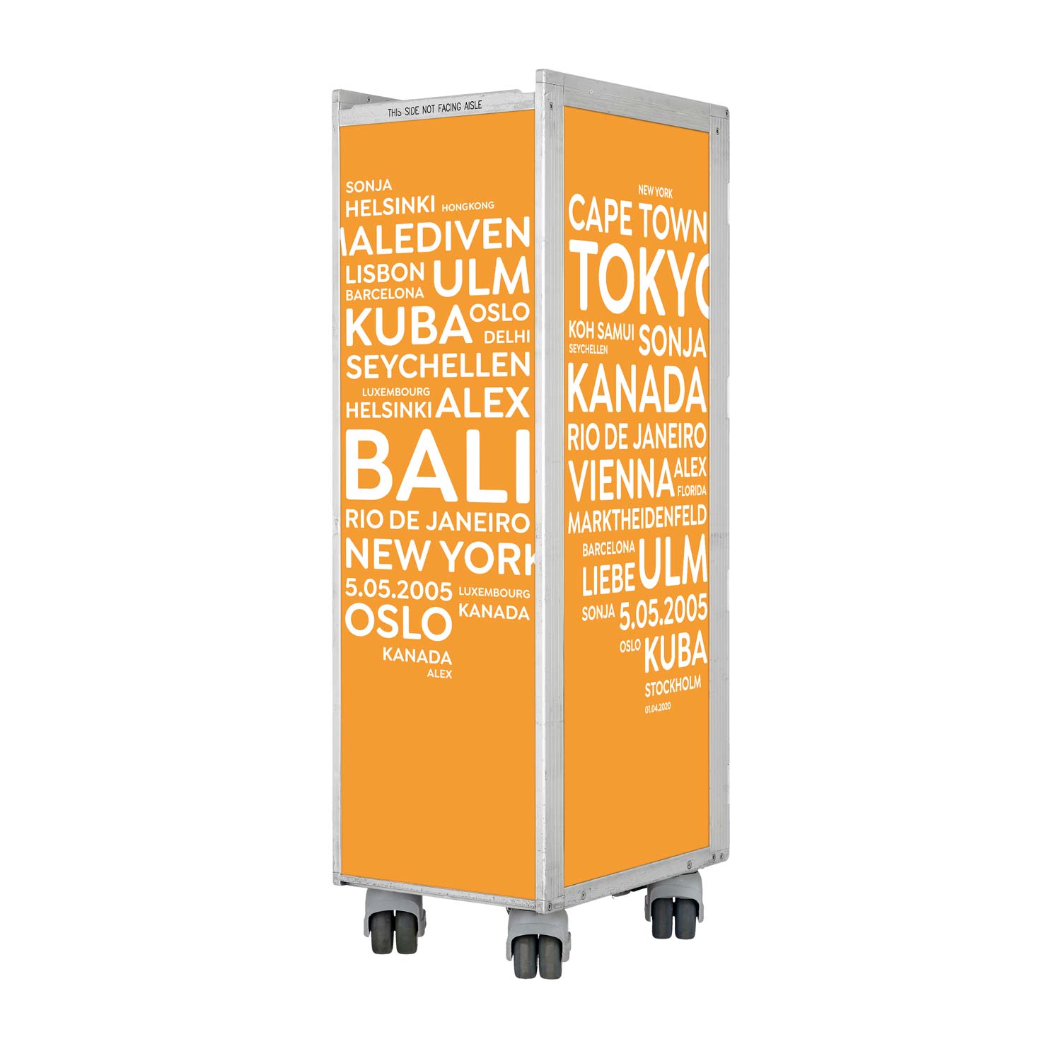 Bartrolley City mit Deinen Begriffen Orange inkl. LED-Leuchtfachboden, Barbrett & Fachboden aus Glas