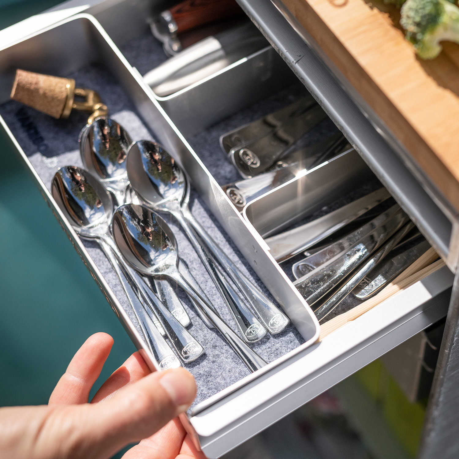 Aluminum Drawer S with Cutlery Insert/ Organizer for Airline Trolleys & Aviation Boxes KSSU