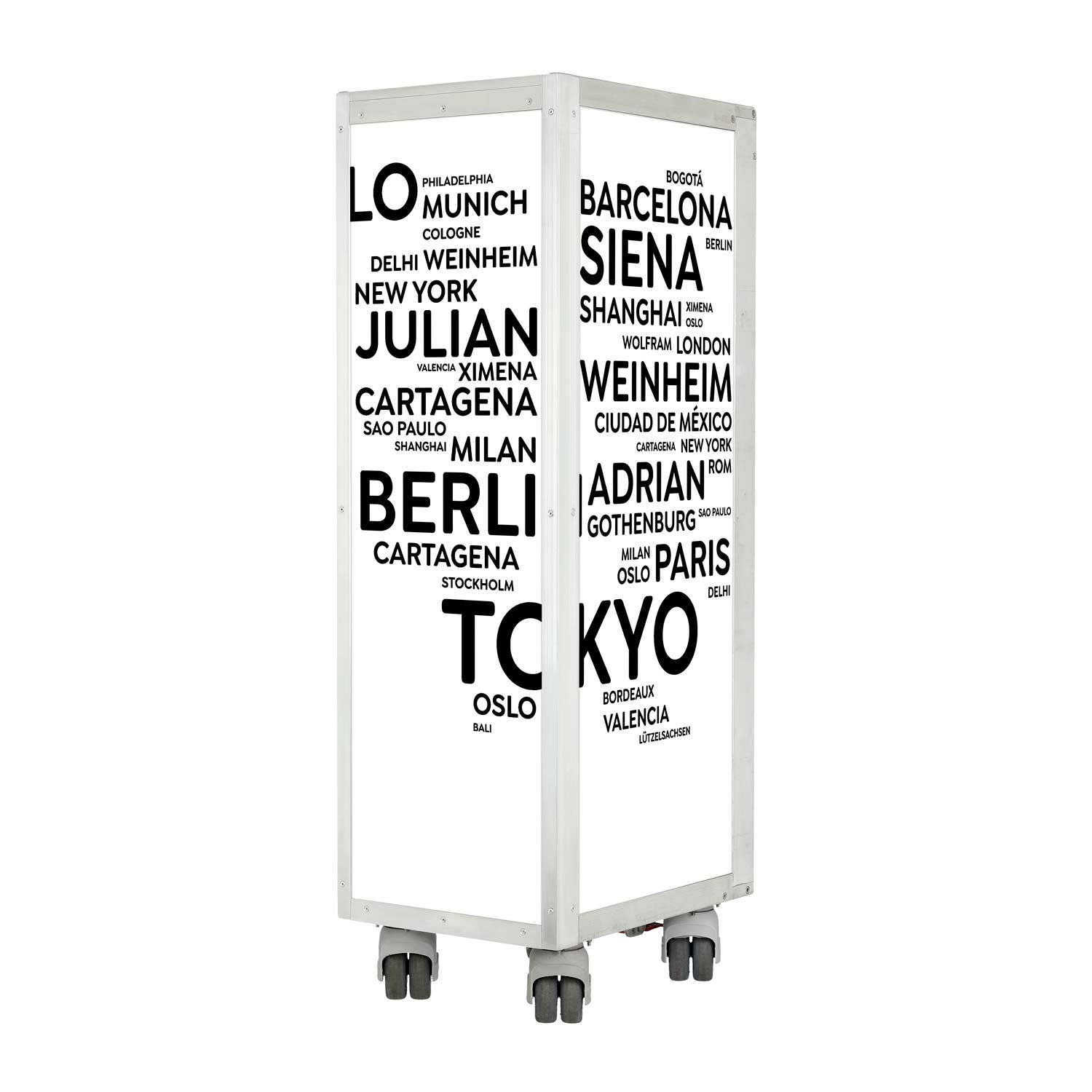 Flugzeugtrolley City mit Deinen Begriffen Weiss-Schwarz