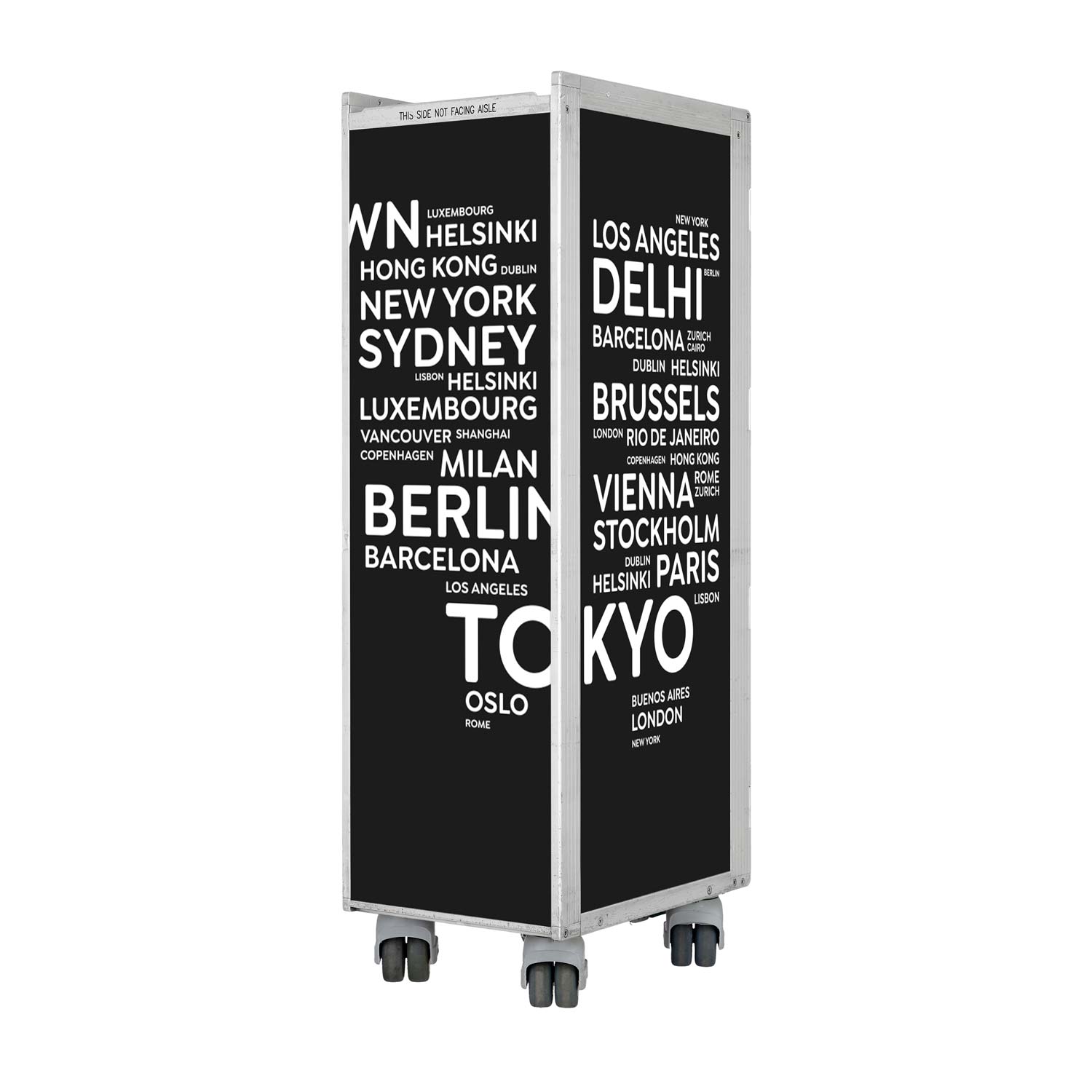 Bartrolley City Schwarz inkl. LED-Leuchtfachboden, Barbrett & Fachboden aus Glas
