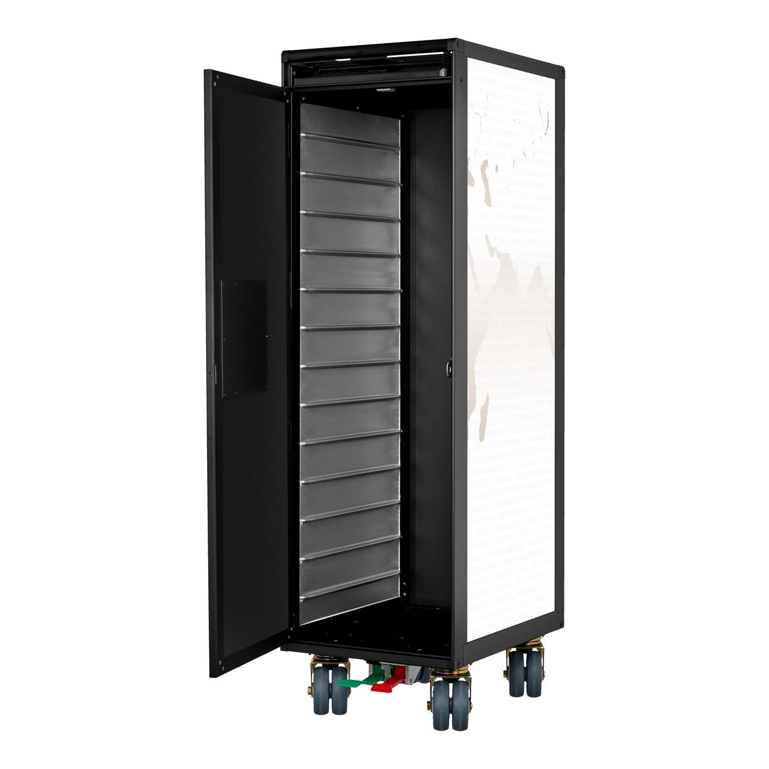 Airline Trolley Black Edition Weltkarte Neu Mokka-Weiss