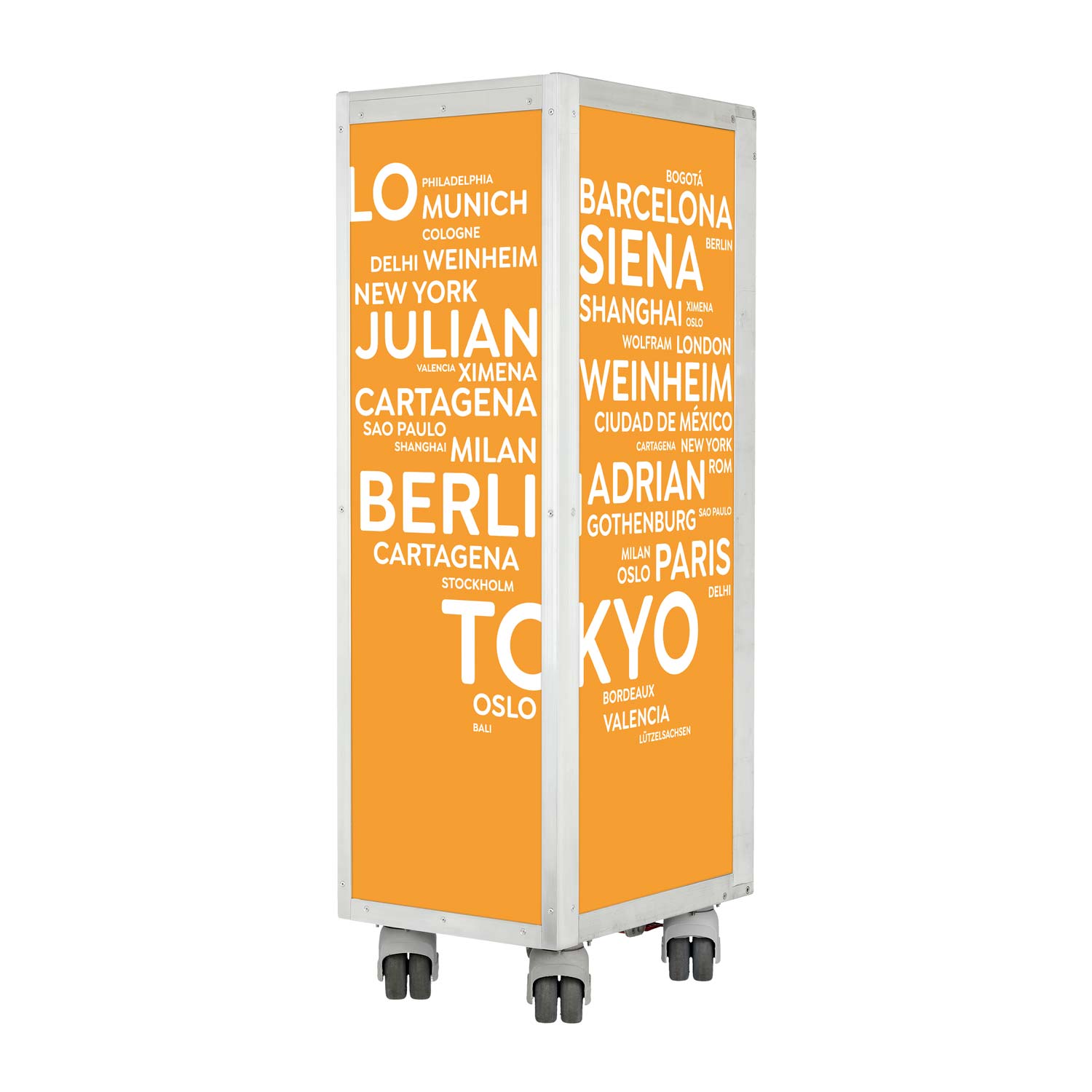 Flugzeugtrolley City mit Deinen Begriffen Orange