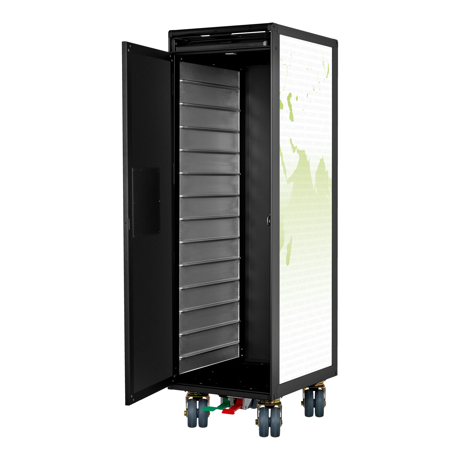 Airline Trolley Black Edition Weltkarte Neu Grün-Weiss