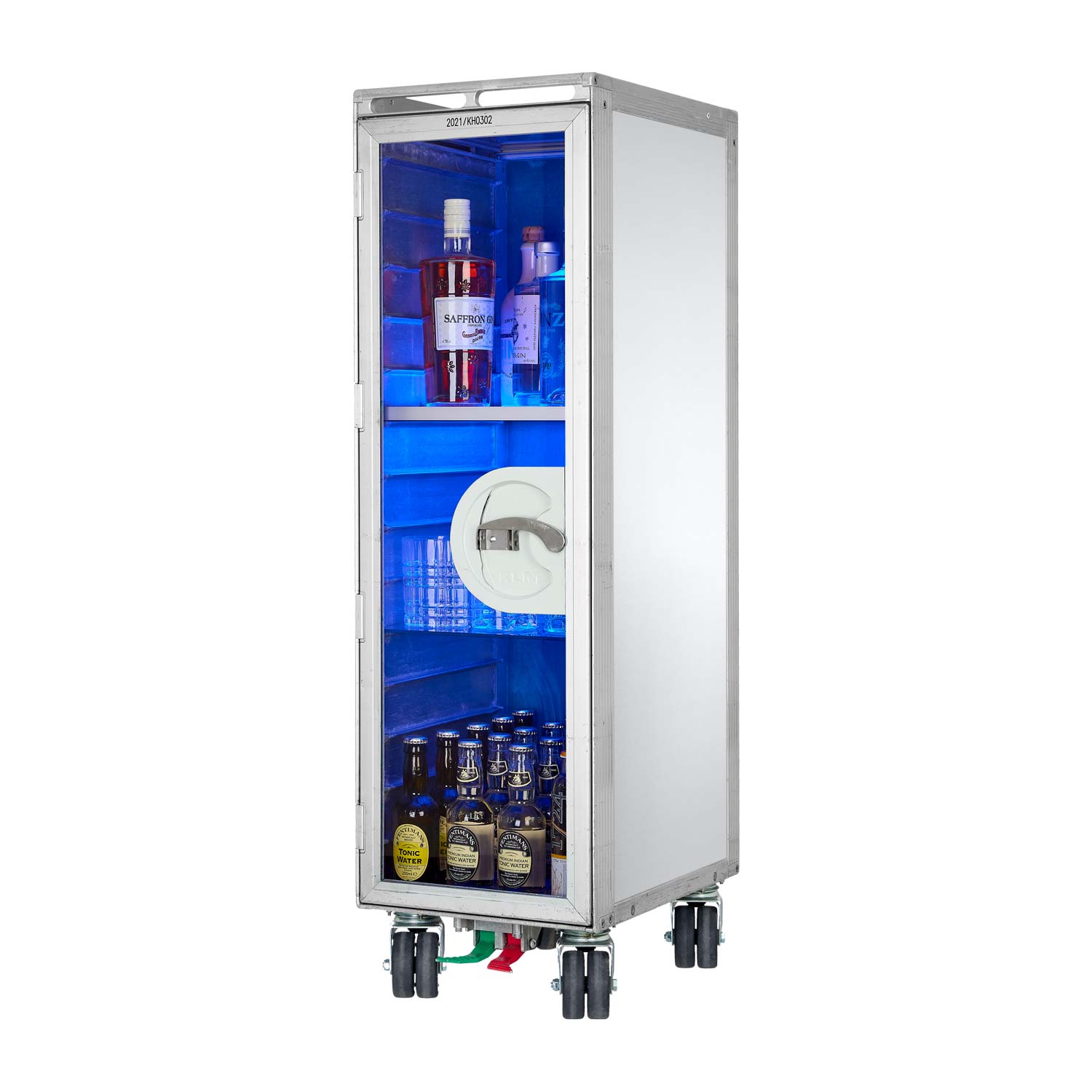 Bartrolley Vintage Edition mit neuen Rollen inkl. LED-Leuchtfachboden, Barbrett & Fachboden aus Glas