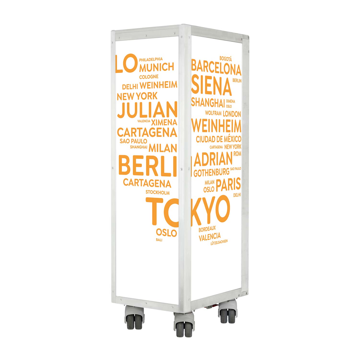 Flugzeugtrolley City mit Deinen Begriffen Weiss-Orange