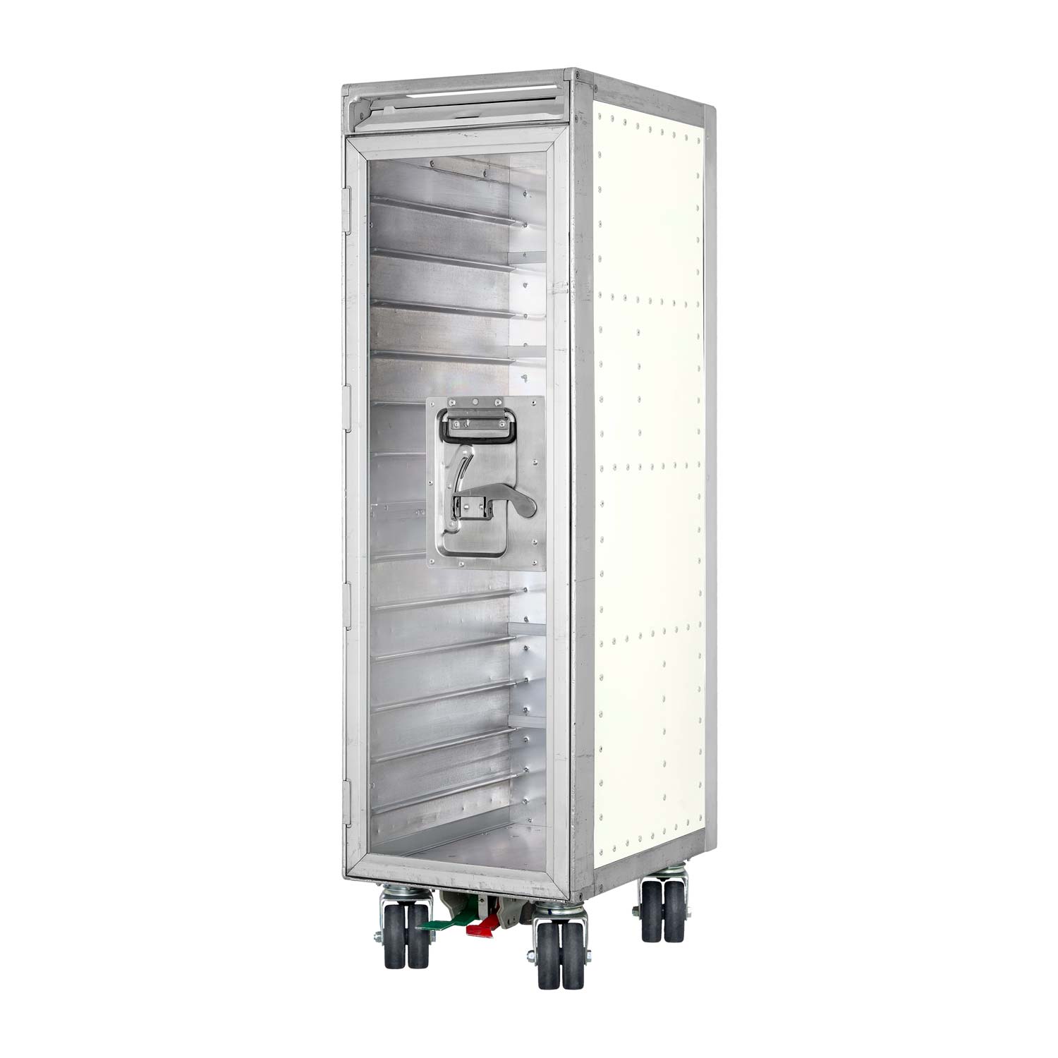 Flugzeugtrolley Bravo Navigator Weiss mit Glastür und neuen Rollen