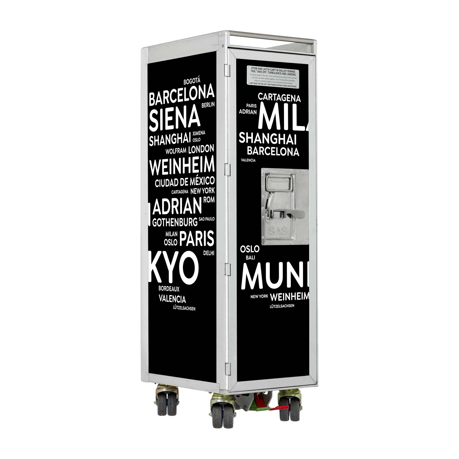 Flugzeugtrolley City mit Deinen Begriffen Schwarz