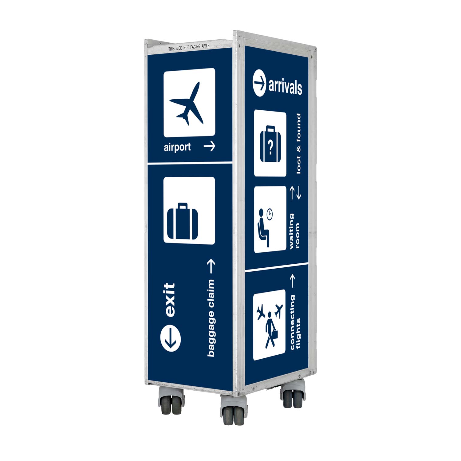 Bartrolley Bon Voyage Blau inkl. LED-Leuchtfachboden, Barbrett & Fachboden aus Glas