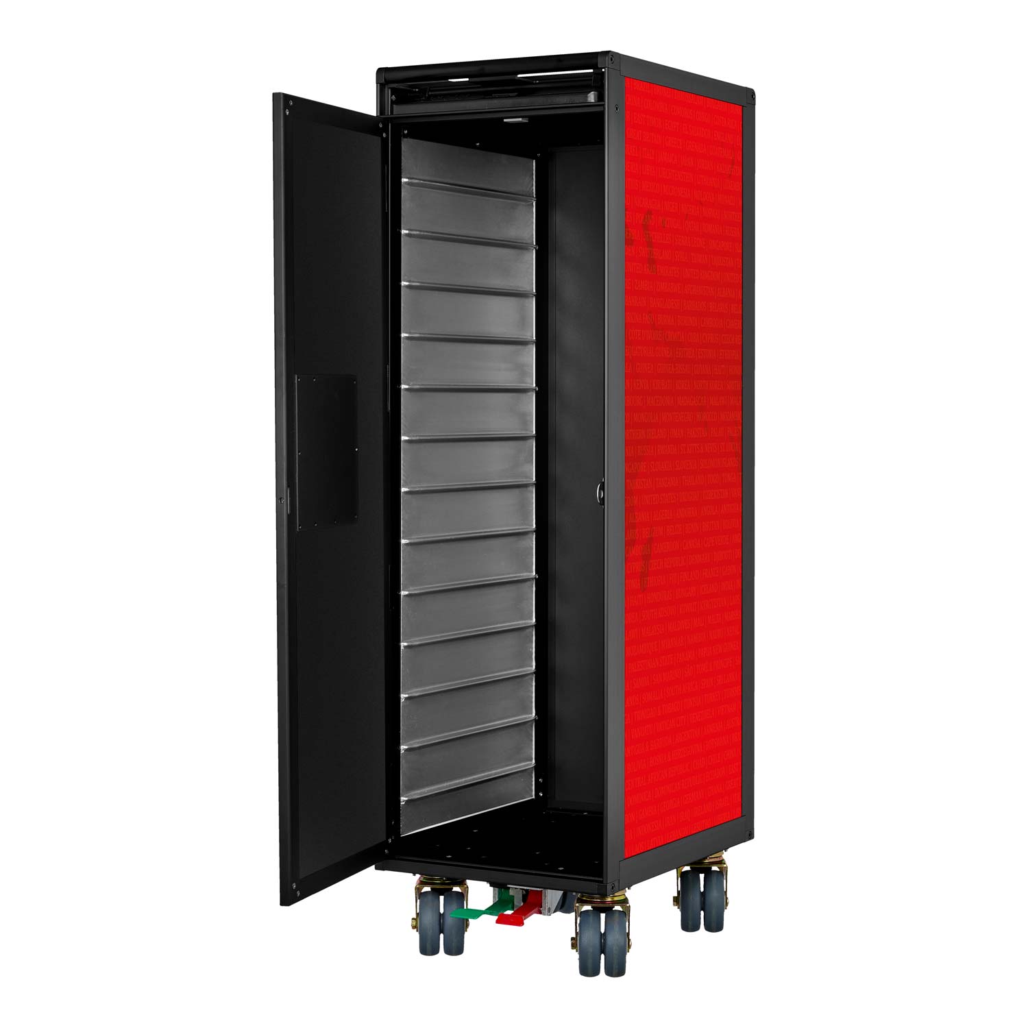 Airline Trolley Black Edition Weltkarte Neu Rot