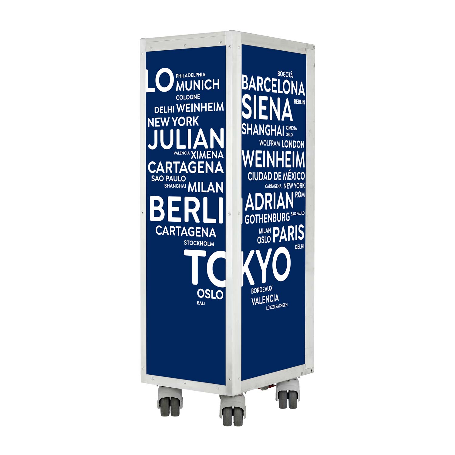Flugzeugtrolley City mit Deinen Begriffen Blau