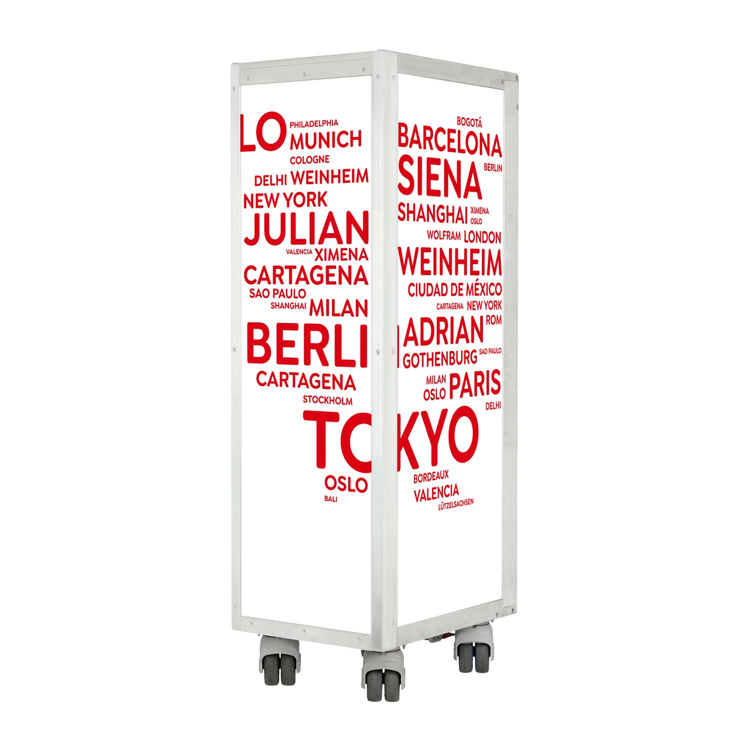 Flugzeugtrolley City mit Deinen Begriffen Weiss-Rot