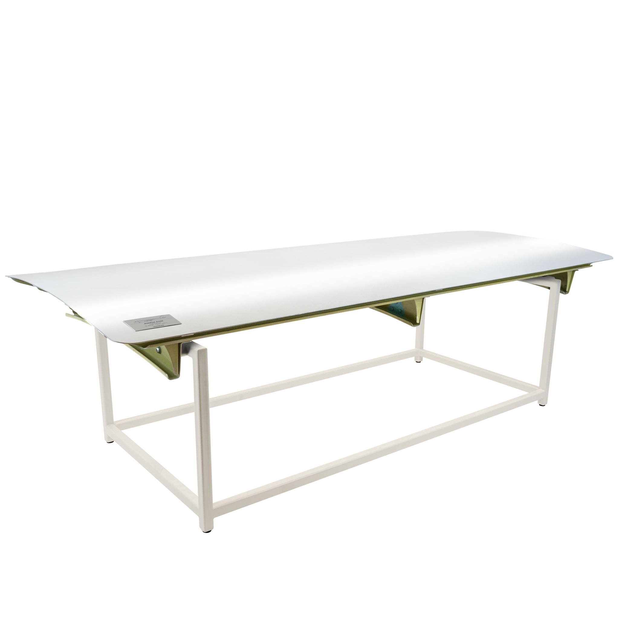 Coffee Table from Aircraft Parts, Authentic Aircraft Paint, Frame: White, approx. 116 x 59 cm