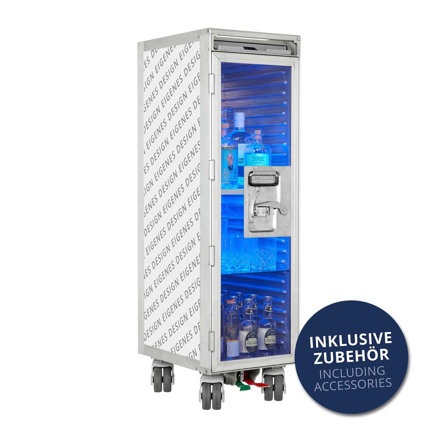 Bartrolley Eigenes Design inkl. LED-Leuchtfachboden, Barbrett & Fachboden aus Glas
