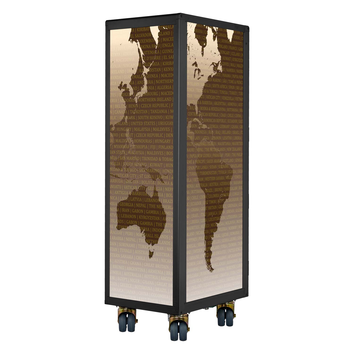 Airline Trolley Black Edition Weltkarte Neu Mokka