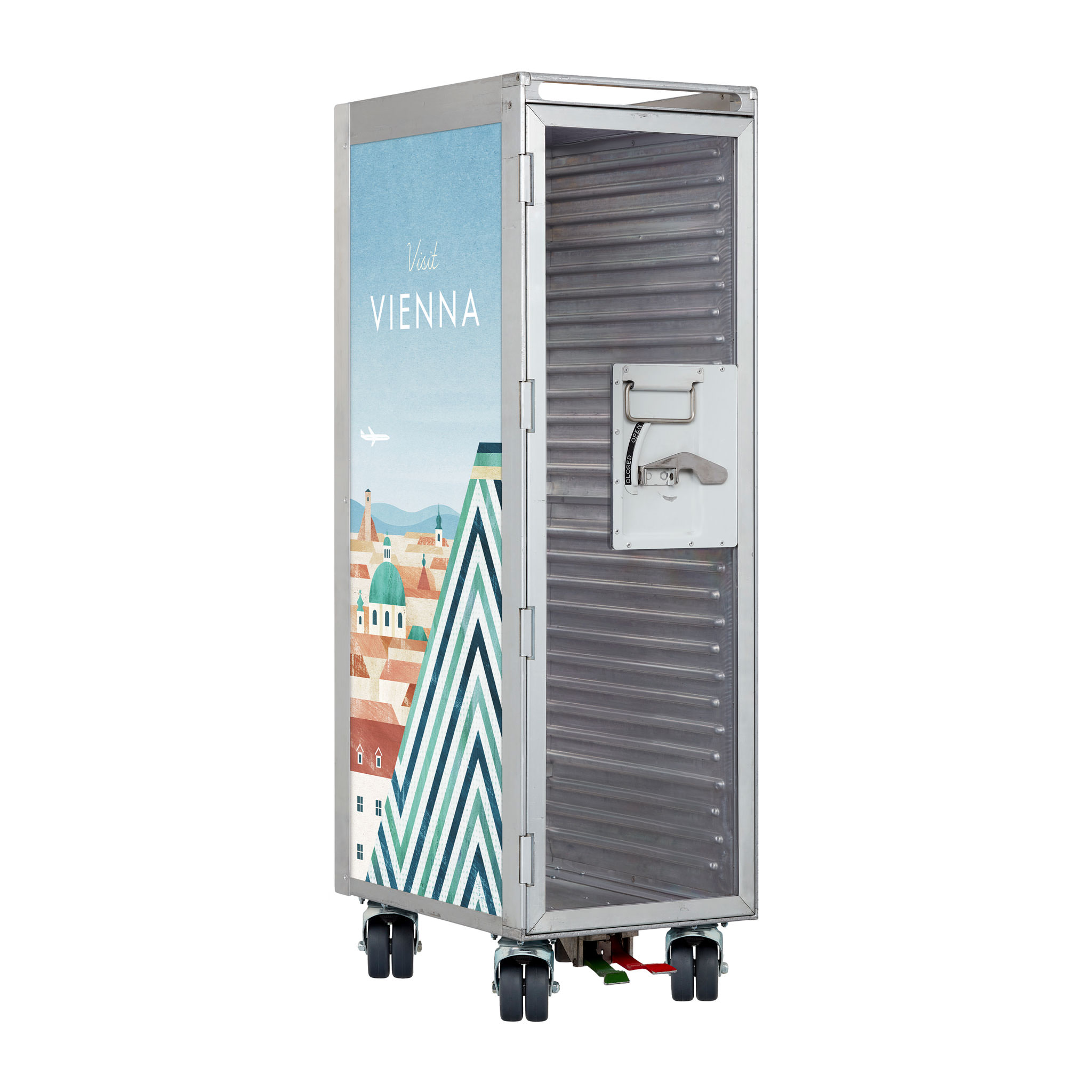Airline Cart Henry Rivers Edition Refurbished Visit Vienna with Glass Door and new Castors