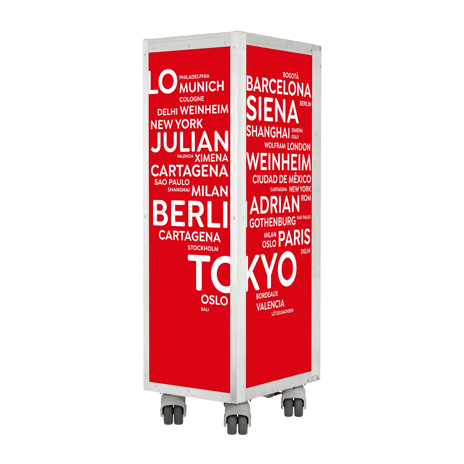 Flugzeugtrolley City mit Deinen Begriffen Rot