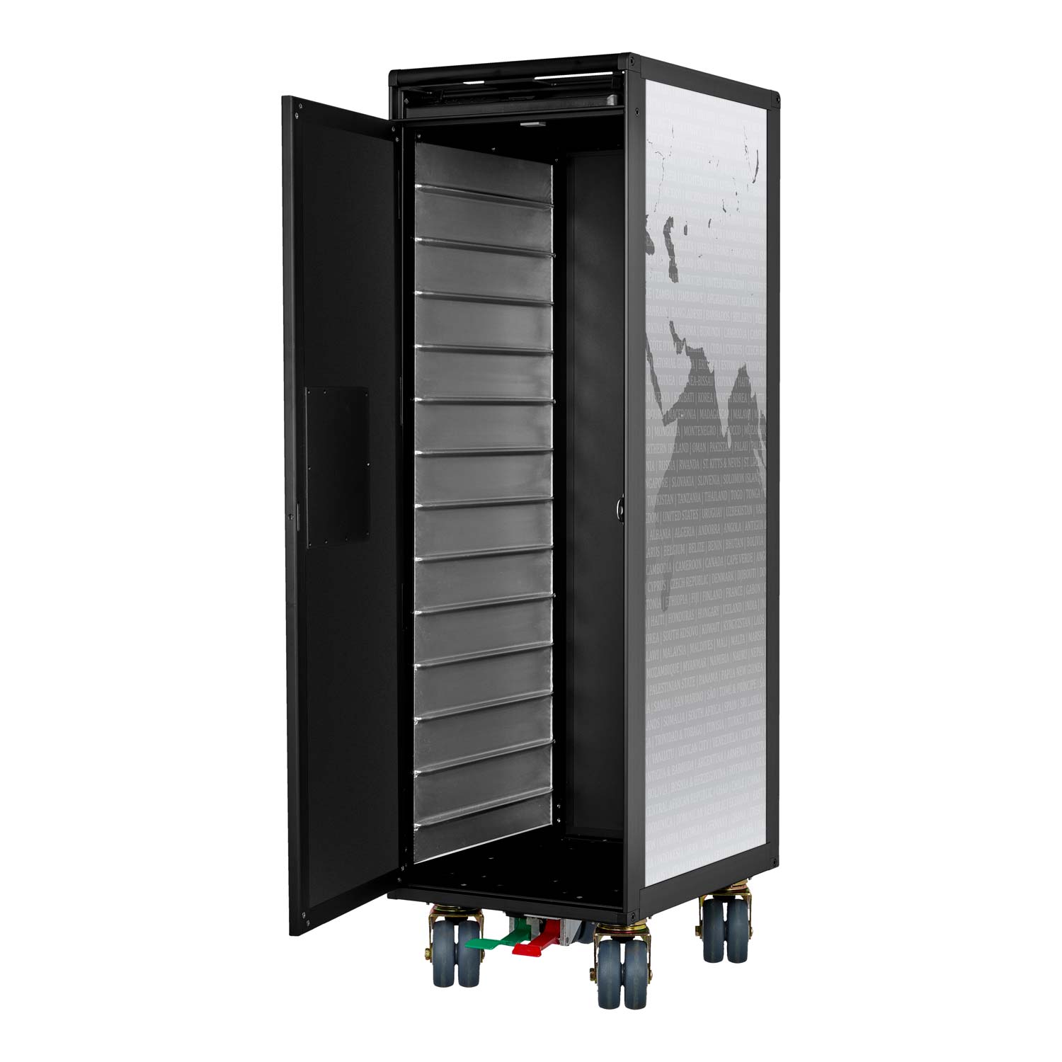 Airline Trolley Black Edition Weltkarte Neu Grau