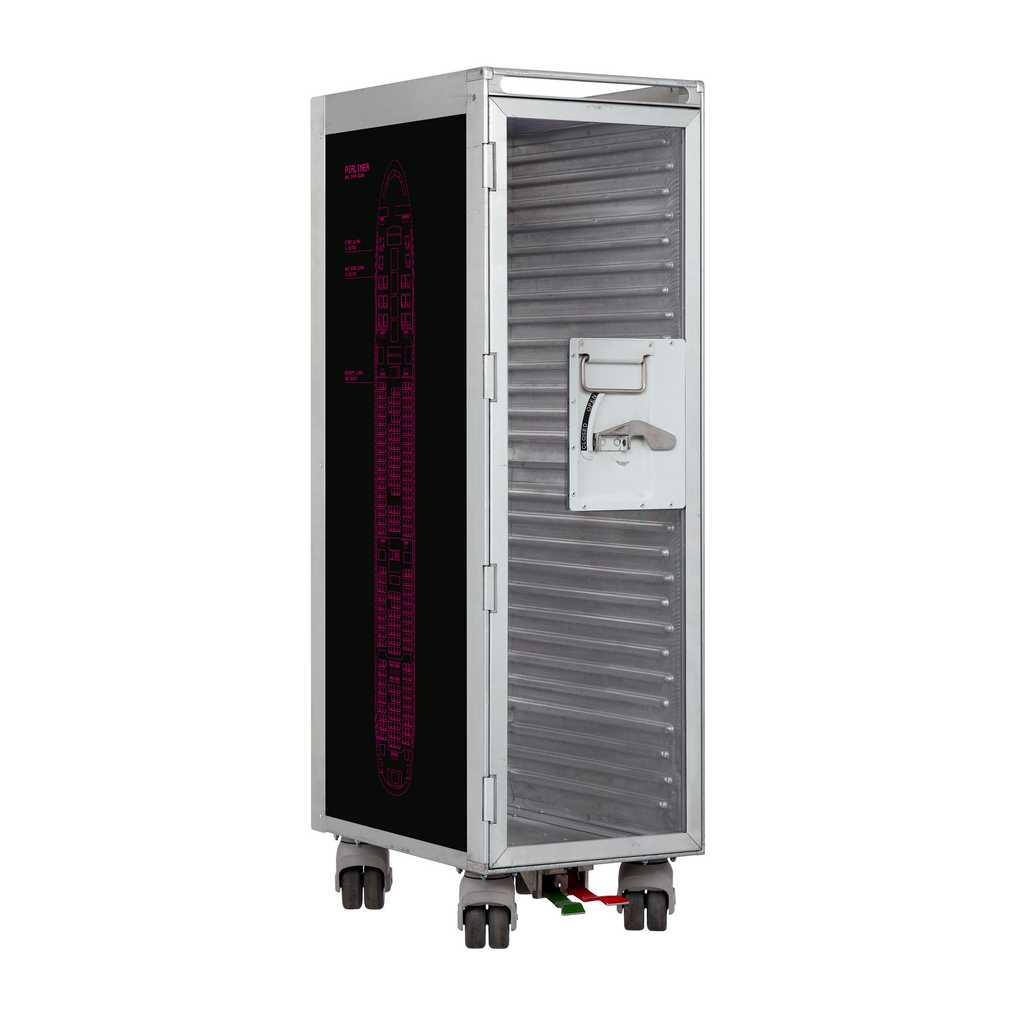 Airline Cart Airliner Refurbished Pink with Glass Door