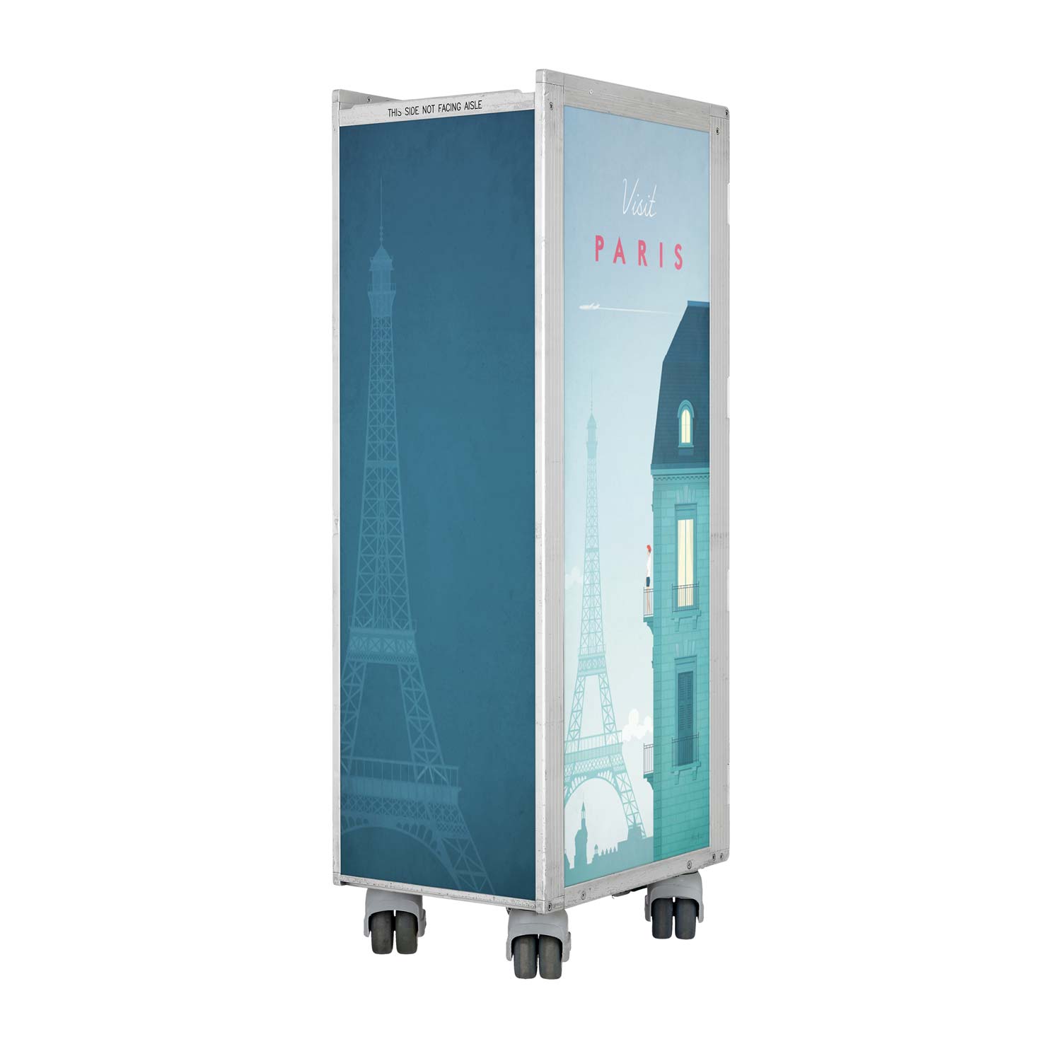 Airline Cart Bar Henry Rivers Edition Visit Paris incl. LED Shelf, small Cutting Board & Glass Shelf