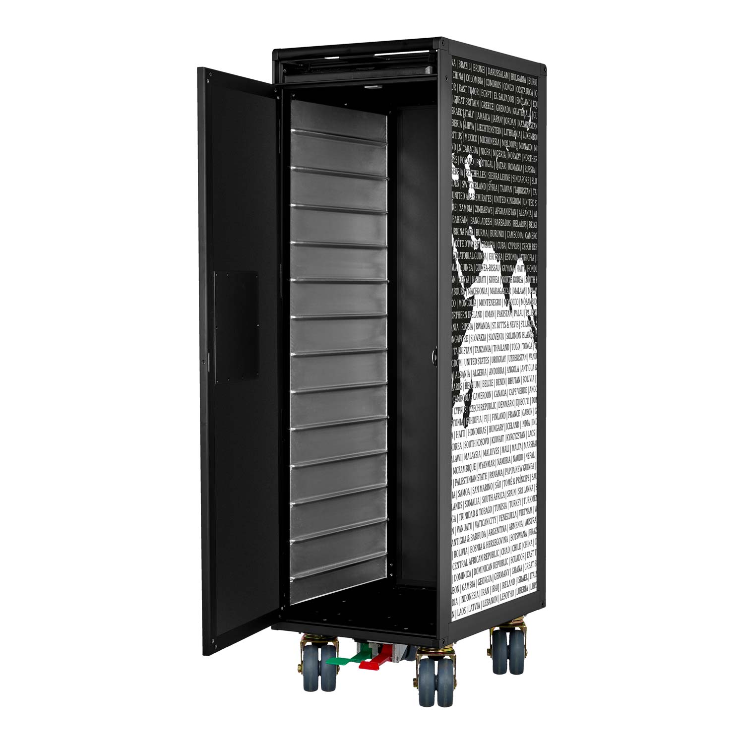 Airline Trolley Black Edition Weltkarte Neu Schwarz-Weiss