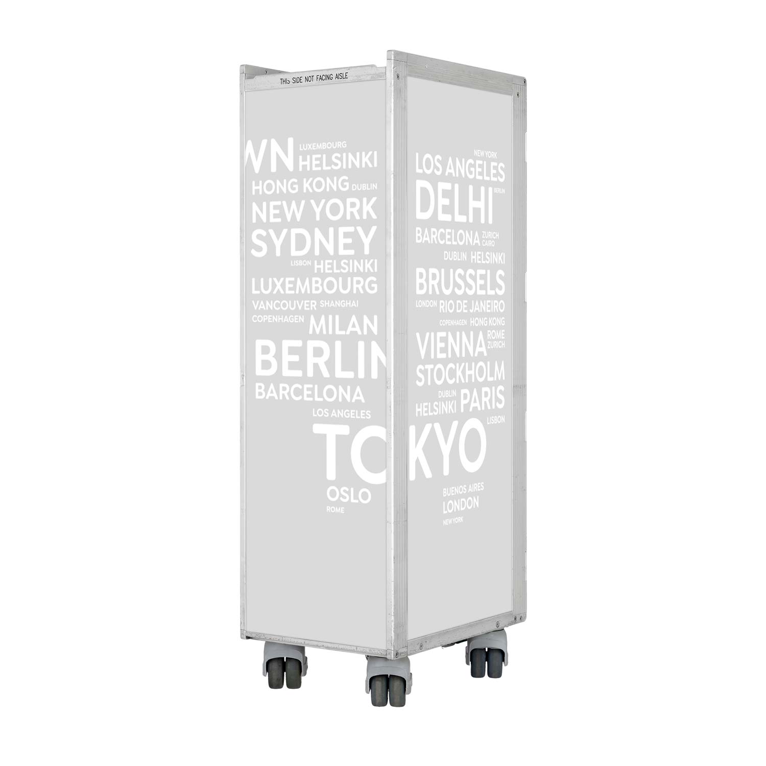Bartrolley City Airlinegrau inkl. LED-Leuchtfachboden, Barbrett & Fachboden aus Glas