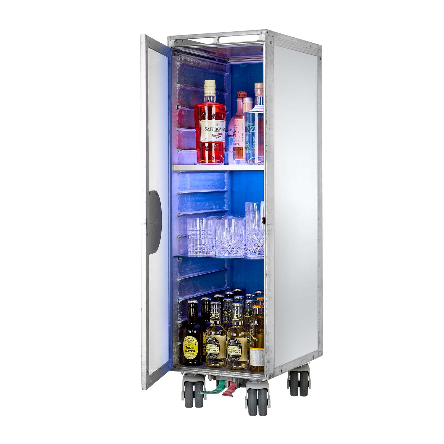 Bartrolley Vintage Edition inkl. LED-Leuchtfachboden, Barbrett & Fachboden aus Glas