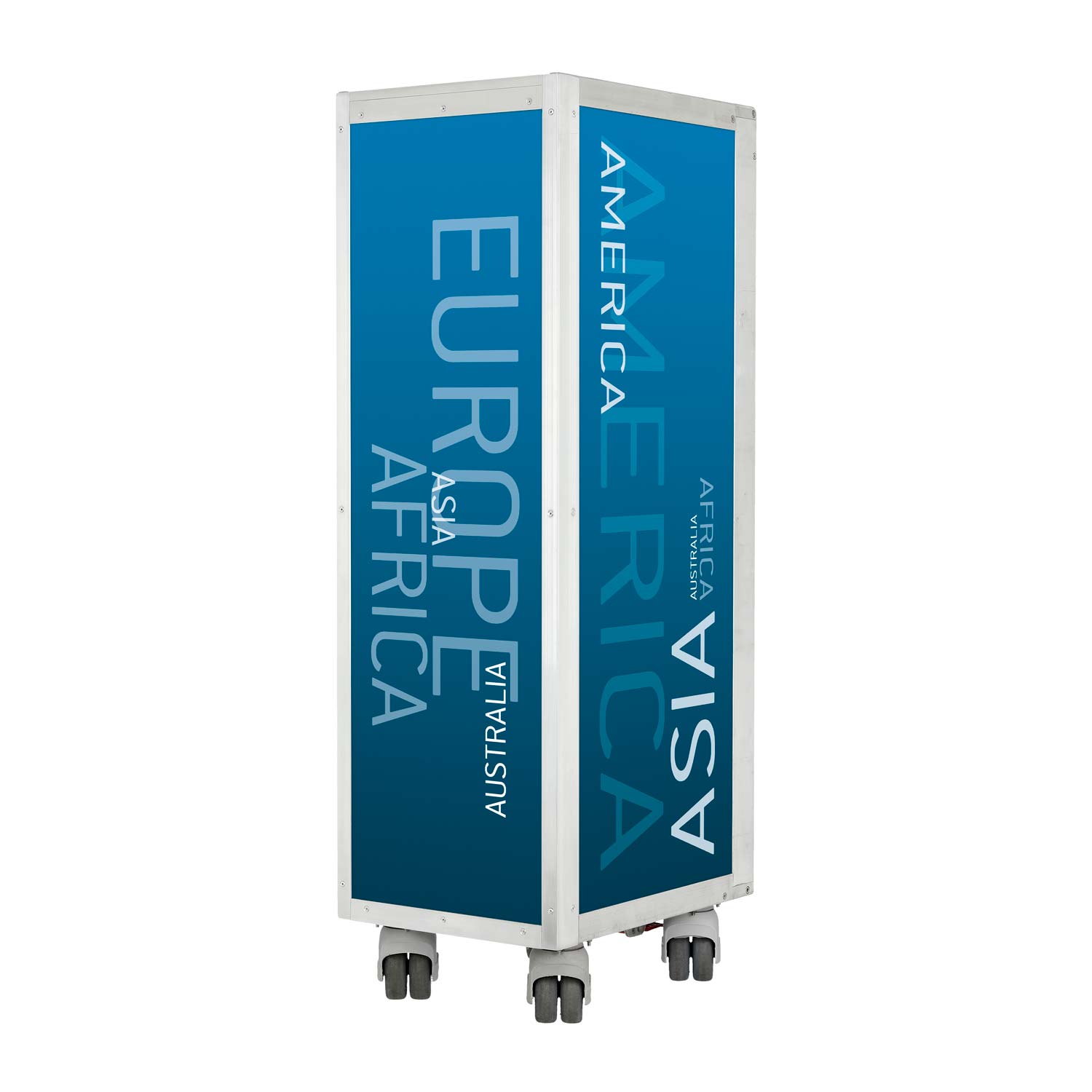 Flugzeugtrolley Kontinente Blau