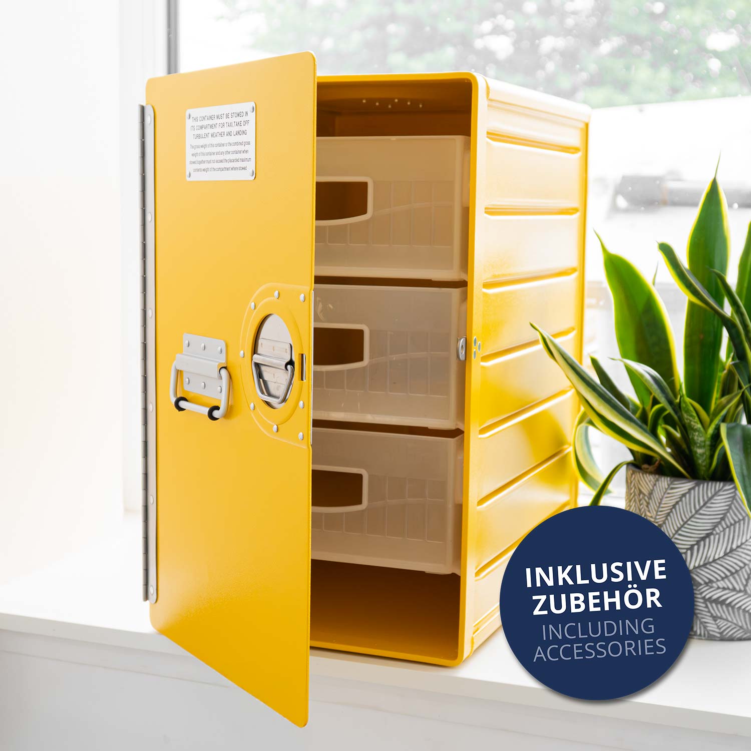 Bord Box XL Goldgelb RAL 1004 mit 3 Einschüben und kleinen Schönheitsfehlern