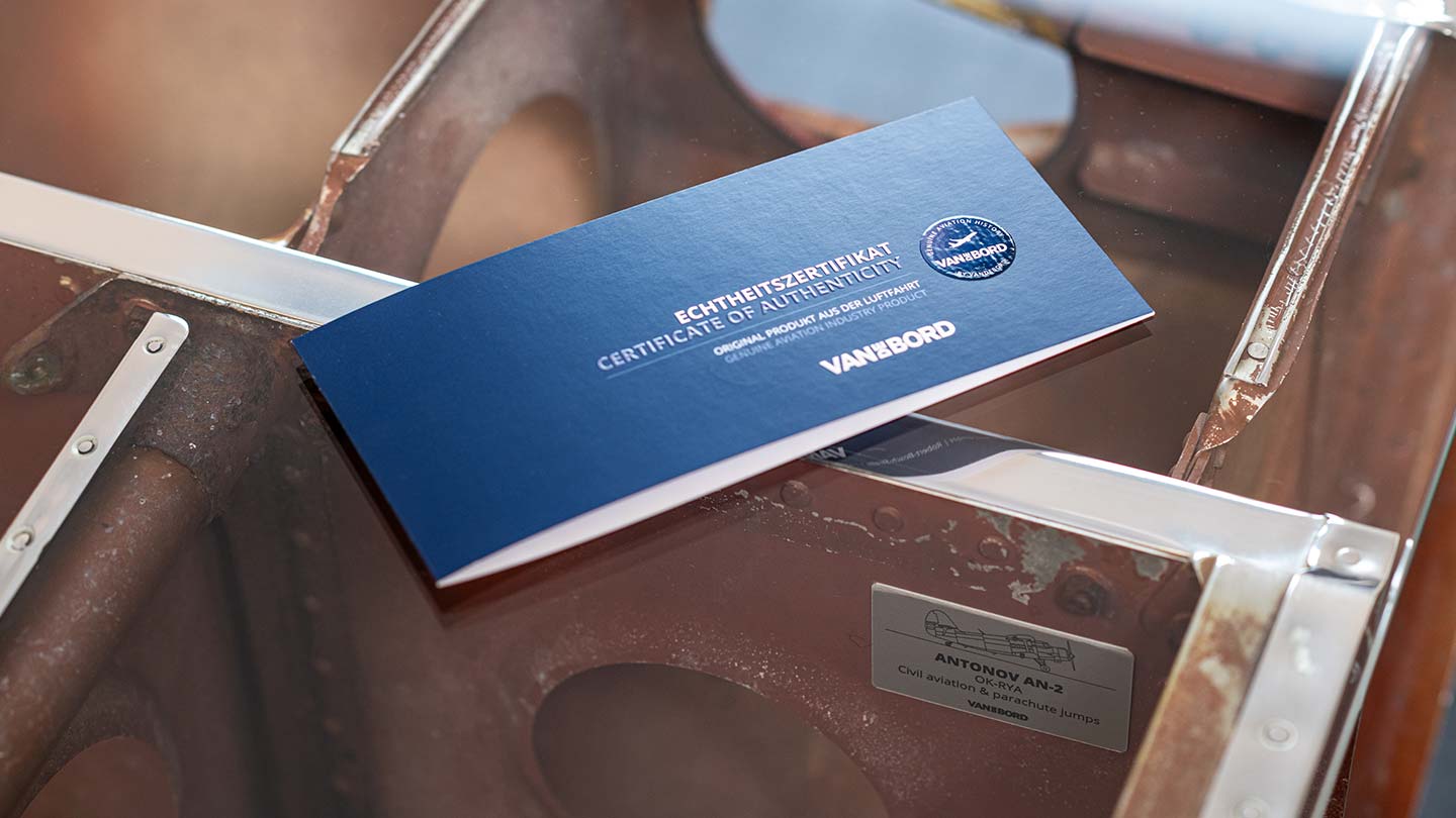 Authenticity certificate for aviation furniture on glass table made from aircraft fuselage, gift for travelers