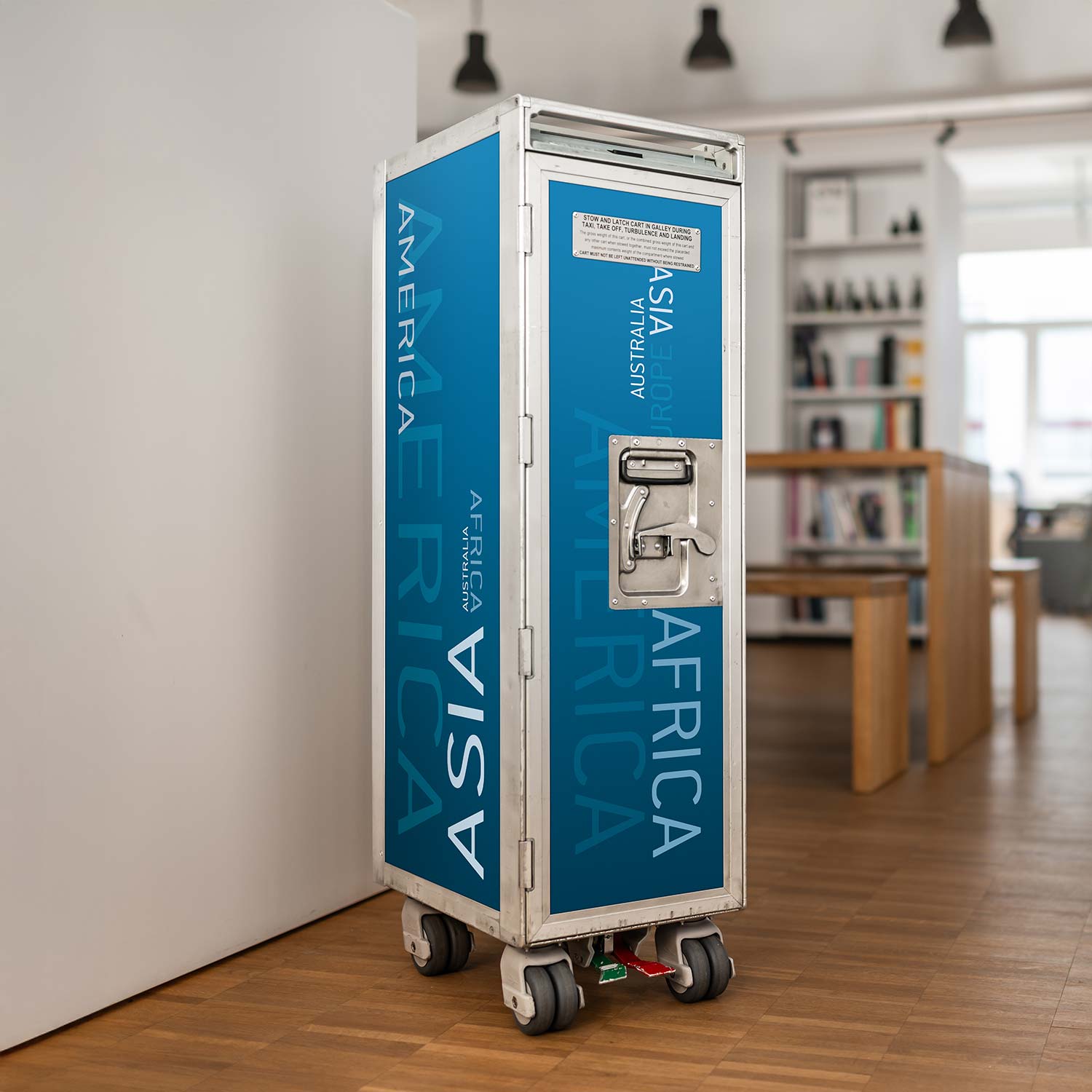 Flugzeugtrolley Kontinente Blau
